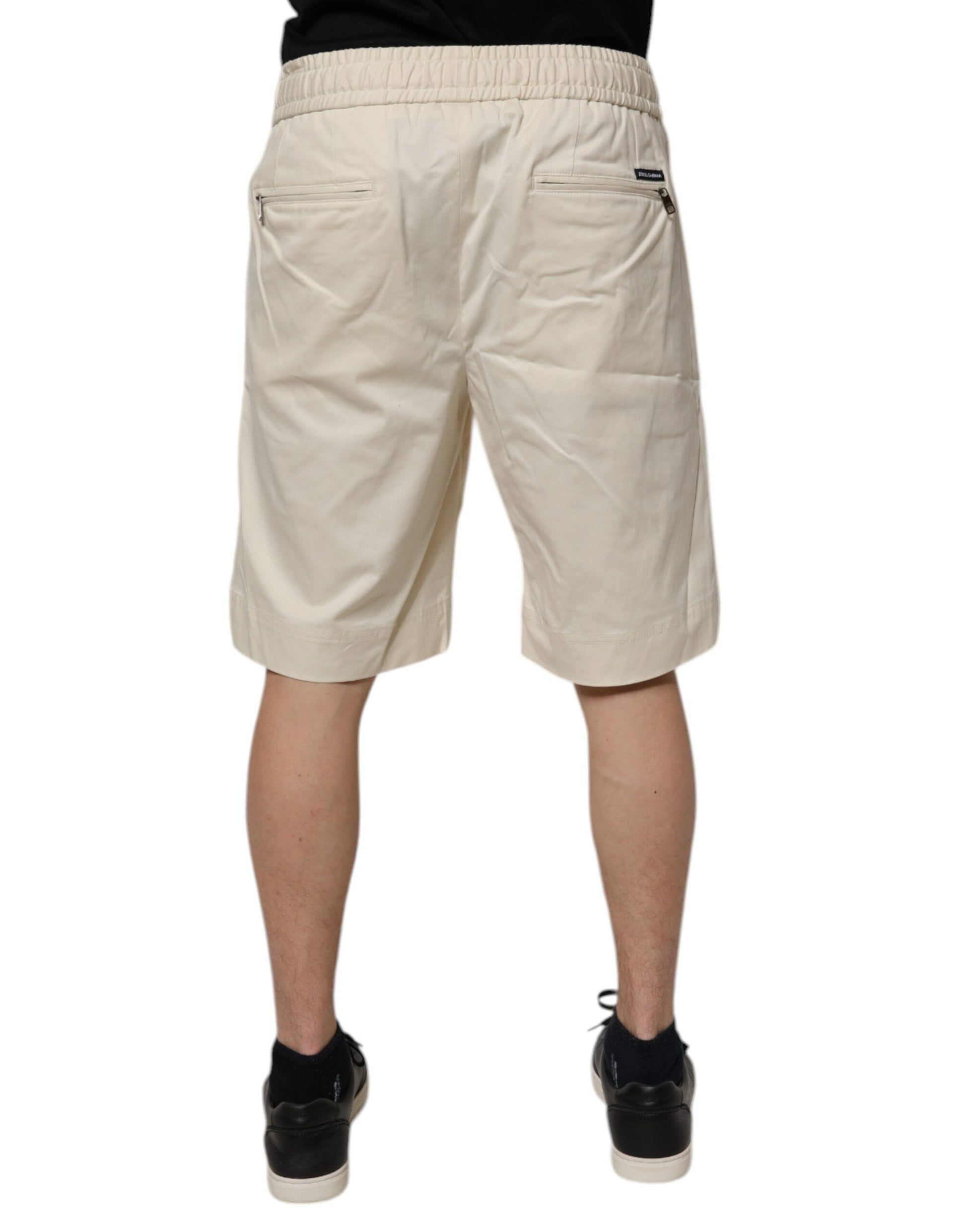 Dolce &amp; Gabbana Herren Bermudashorts aus Baumwollstretch in Off-White