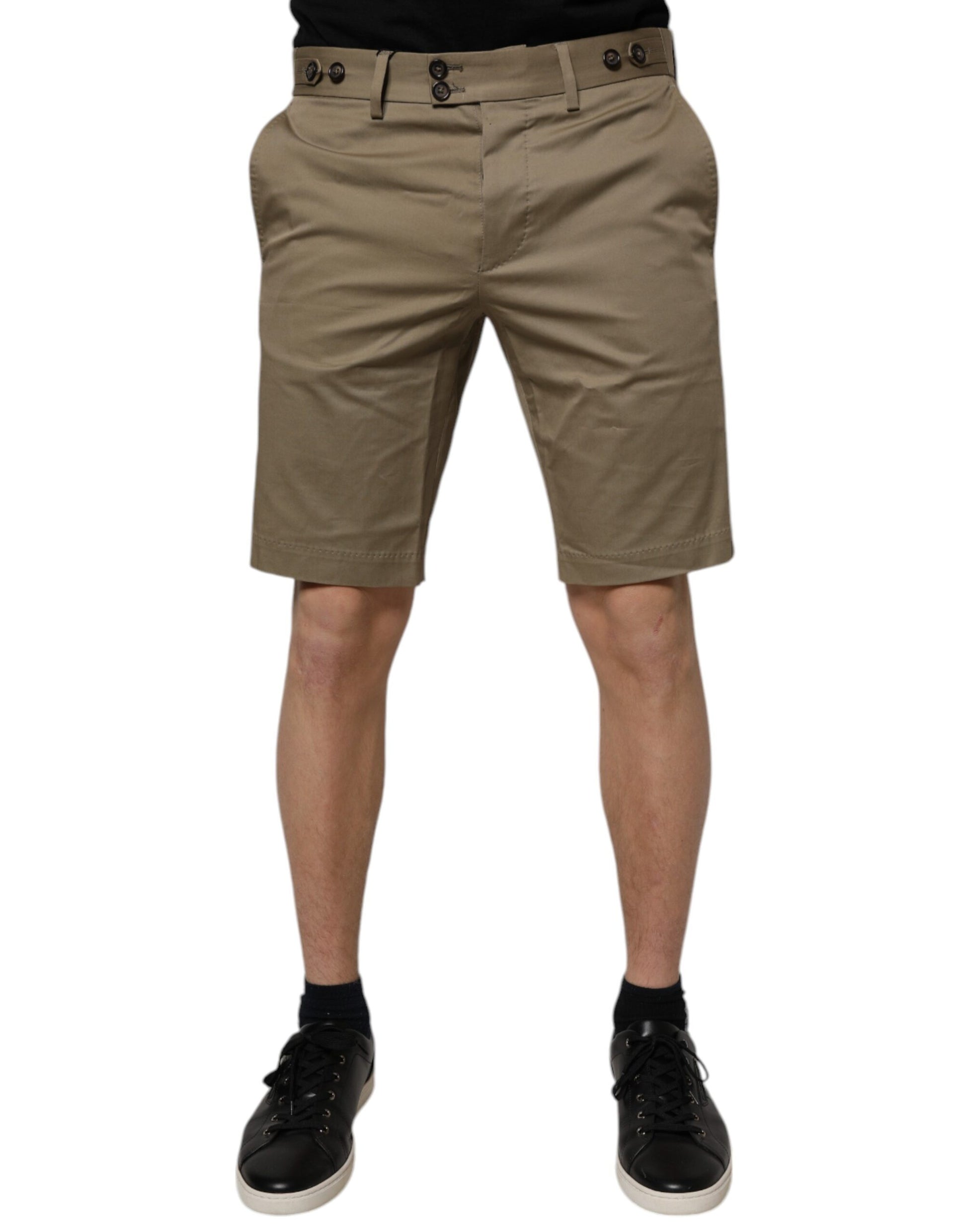 Dolce &amp; Gabbana – Lässige Chino-Shorts aus Baumwollstretch in Dunkelkhaki