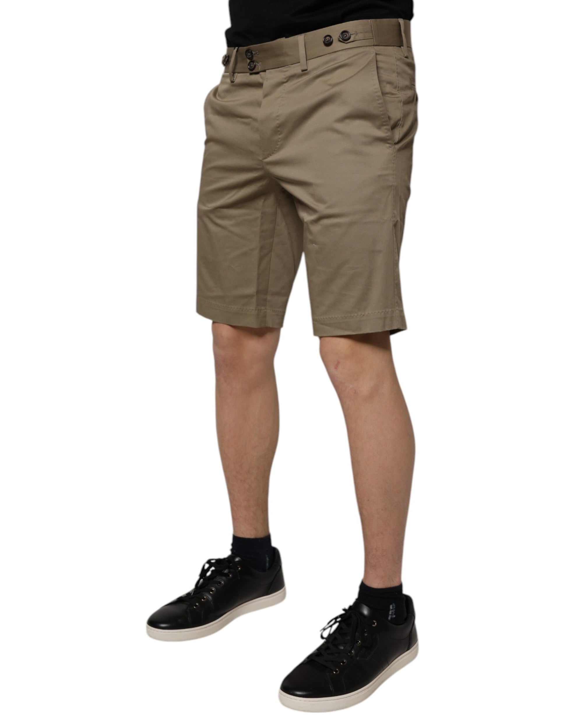 Dolce &amp; Gabbana – Lässige Chino-Shorts aus Baumwollstretch in Dunkelkhaki