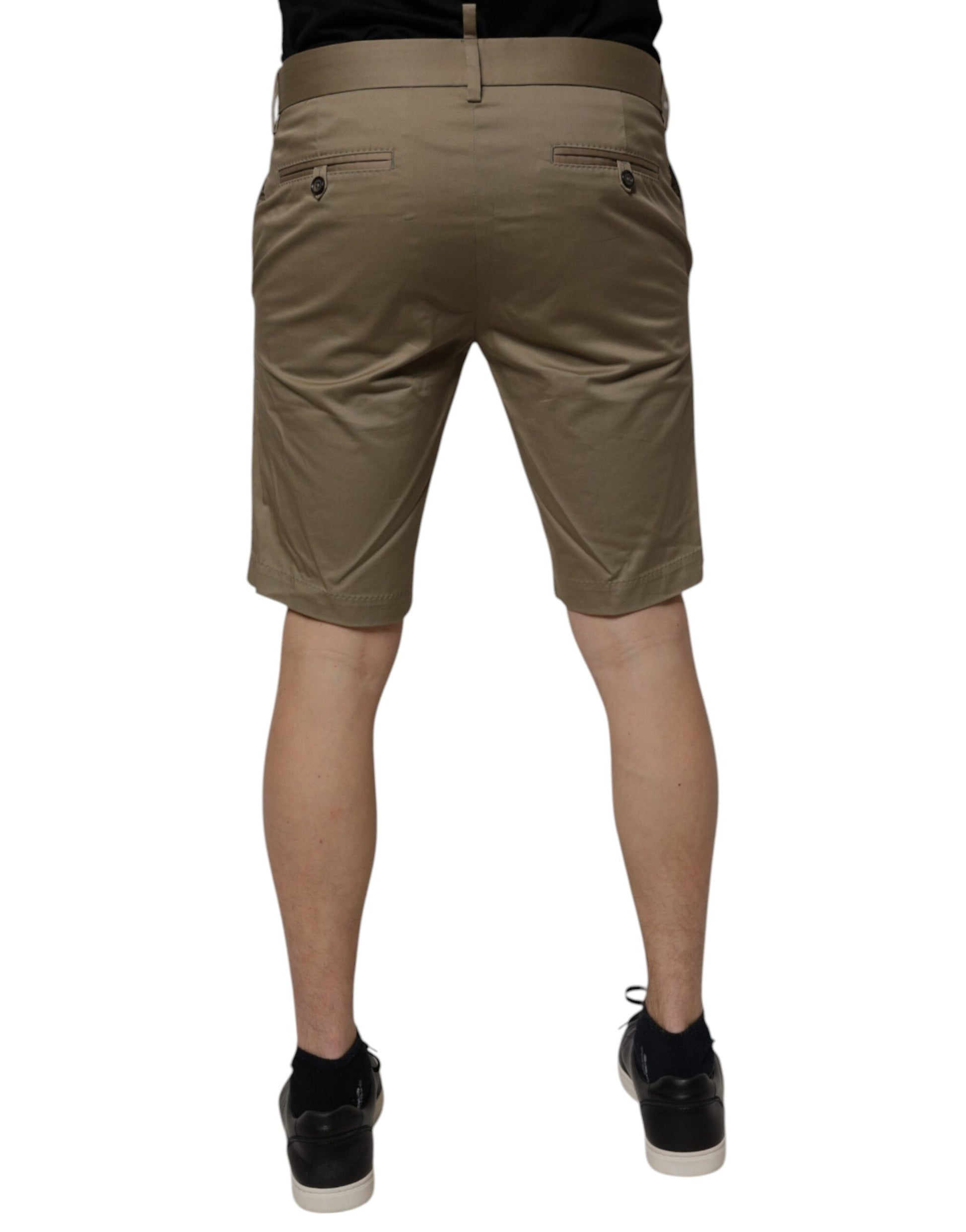 Dolce &amp; Gabbana – Lässige Chino-Shorts aus Baumwollstretch in Dunkelkhaki