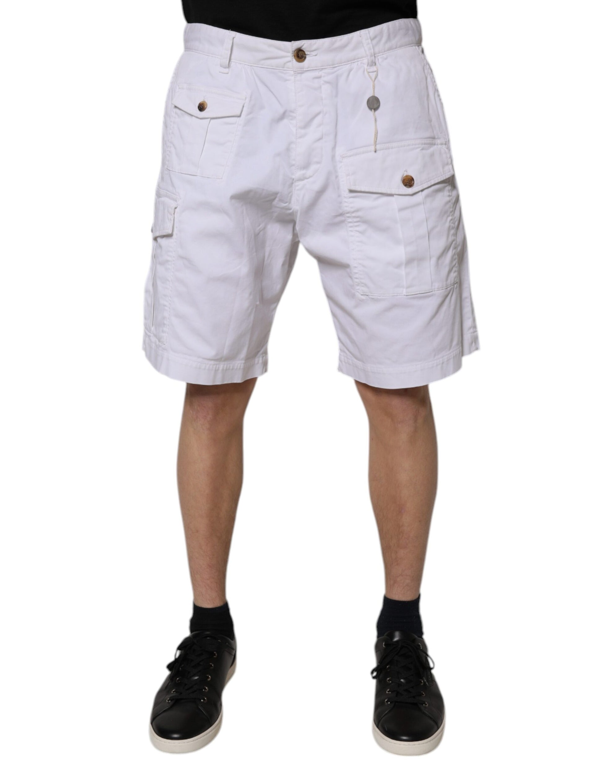 Dsquared² – Lässige Bermuda-Shorts aus Cargo-Denim mit mittlerer Taille in Weiß
