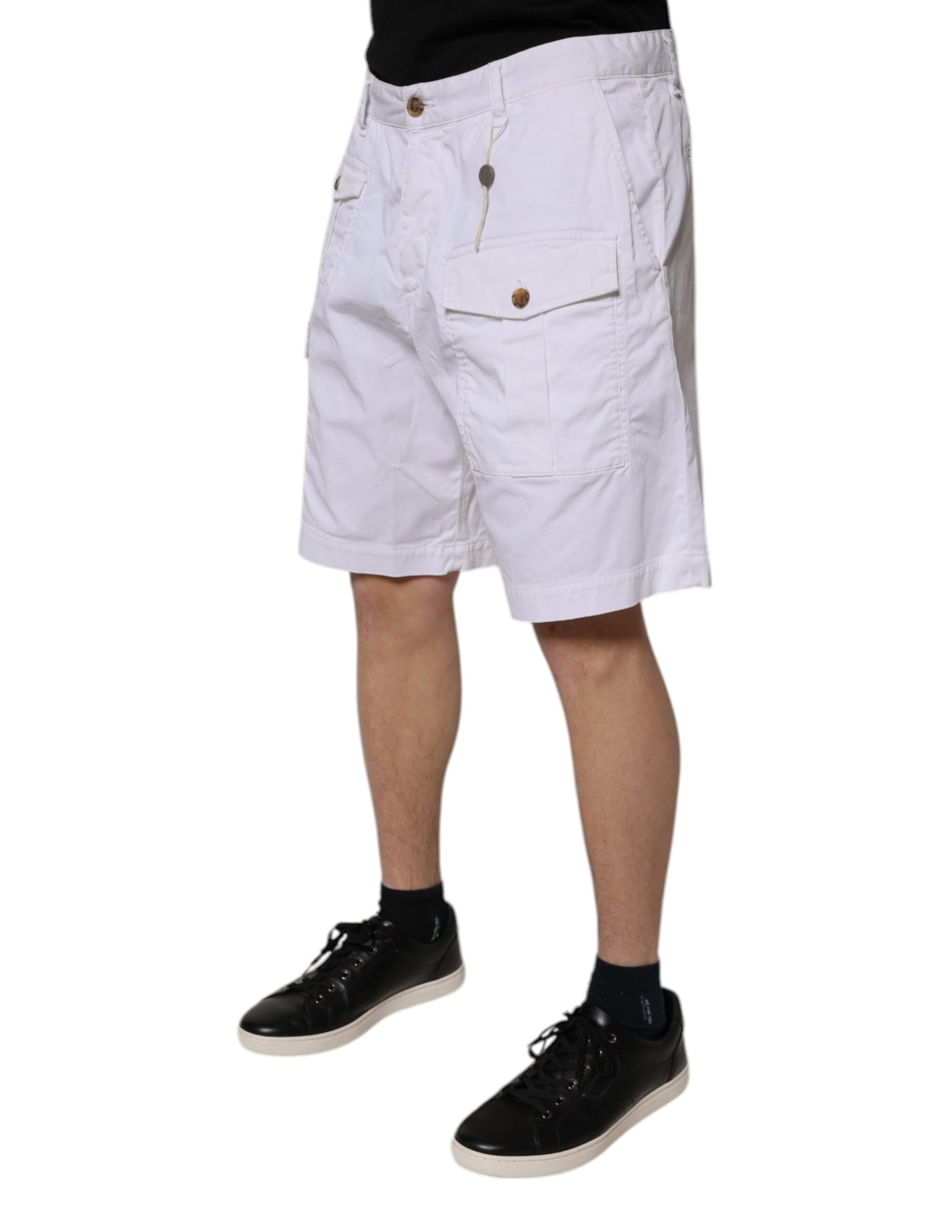 Dsquared² – Lässige Bermuda-Shorts aus Cargo-Denim mit mittlerer Taille in Weiß