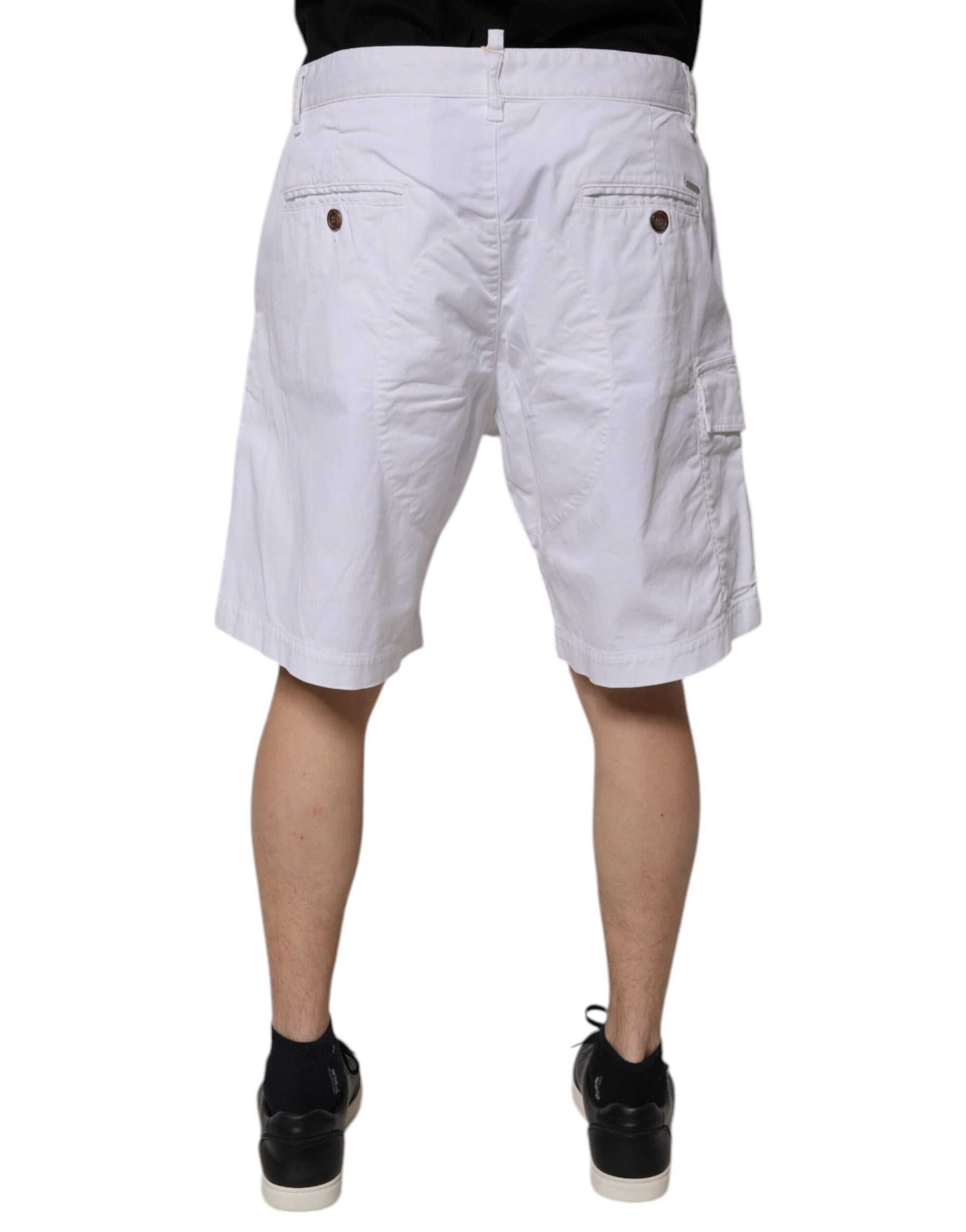 Dsquared² – Lässige Bermuda-Shorts aus Cargo-Denim mit mittlerer Taille in Weiß