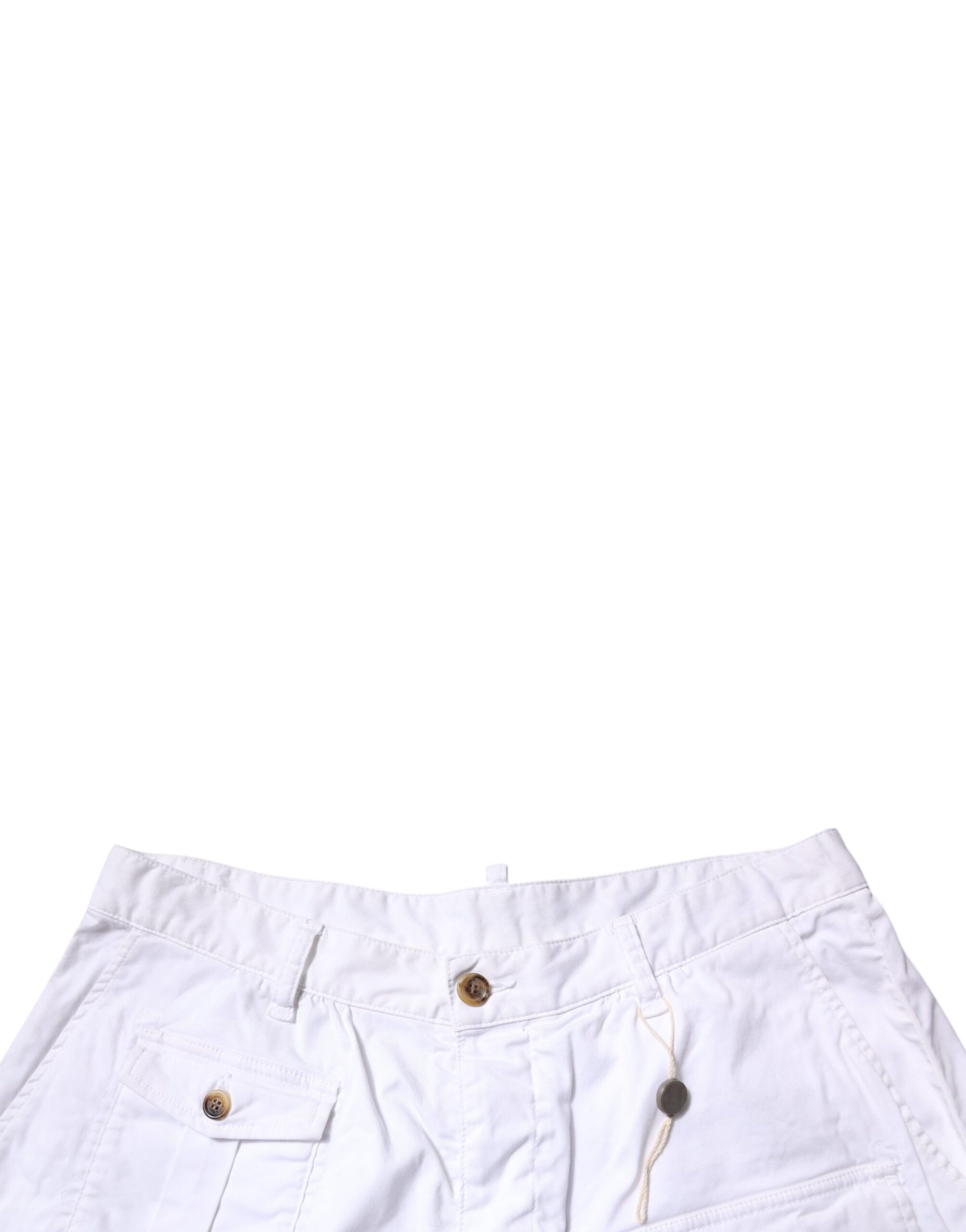 Dsquared² – Lässige Bermuda-Shorts aus Cargo-Denim mit mittlerer Taille in Weiß