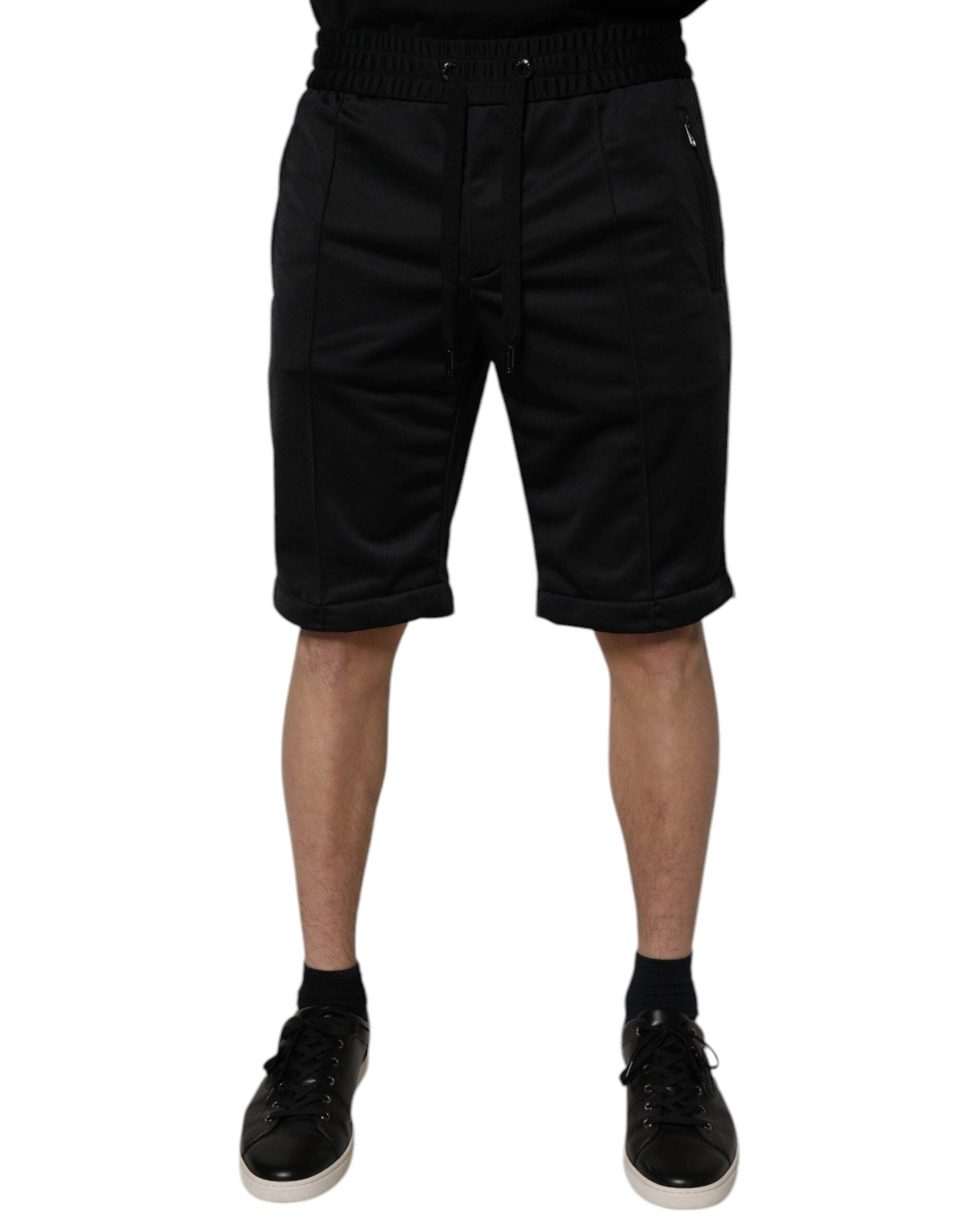 Dolce &amp; Gabbana Schwarze Bermudashorts aus Polyester mit mittlerer Taille für Herren