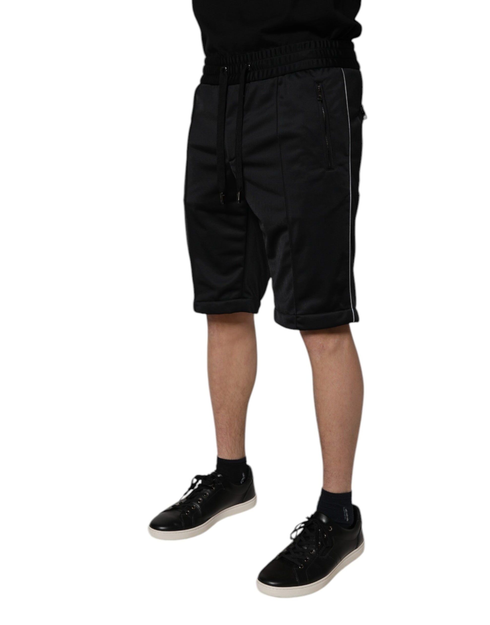 Dolce &amp; Gabbana Schwarze Bermudashorts aus Polyester mit mittlerer Taille für Herren