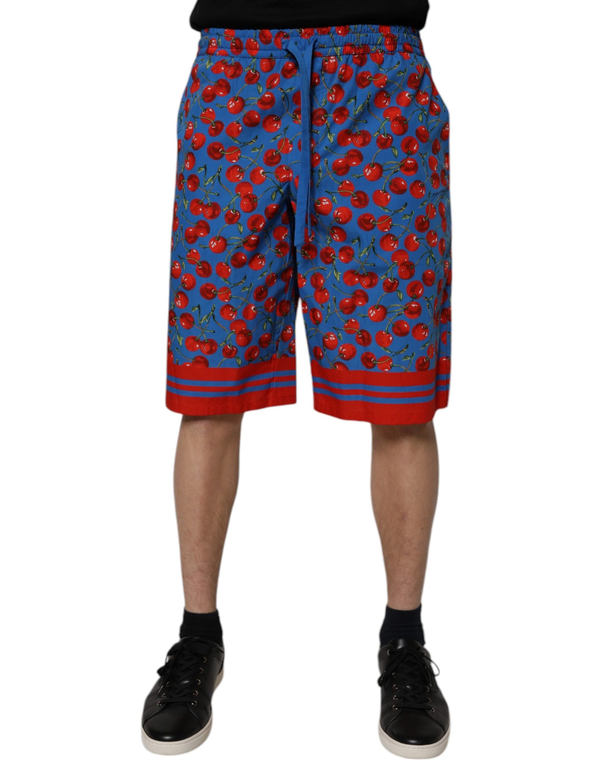 Dolce &amp; Gabbana – Bermudashorts aus Baumwolle mit blauem Kirschdruck für Herren