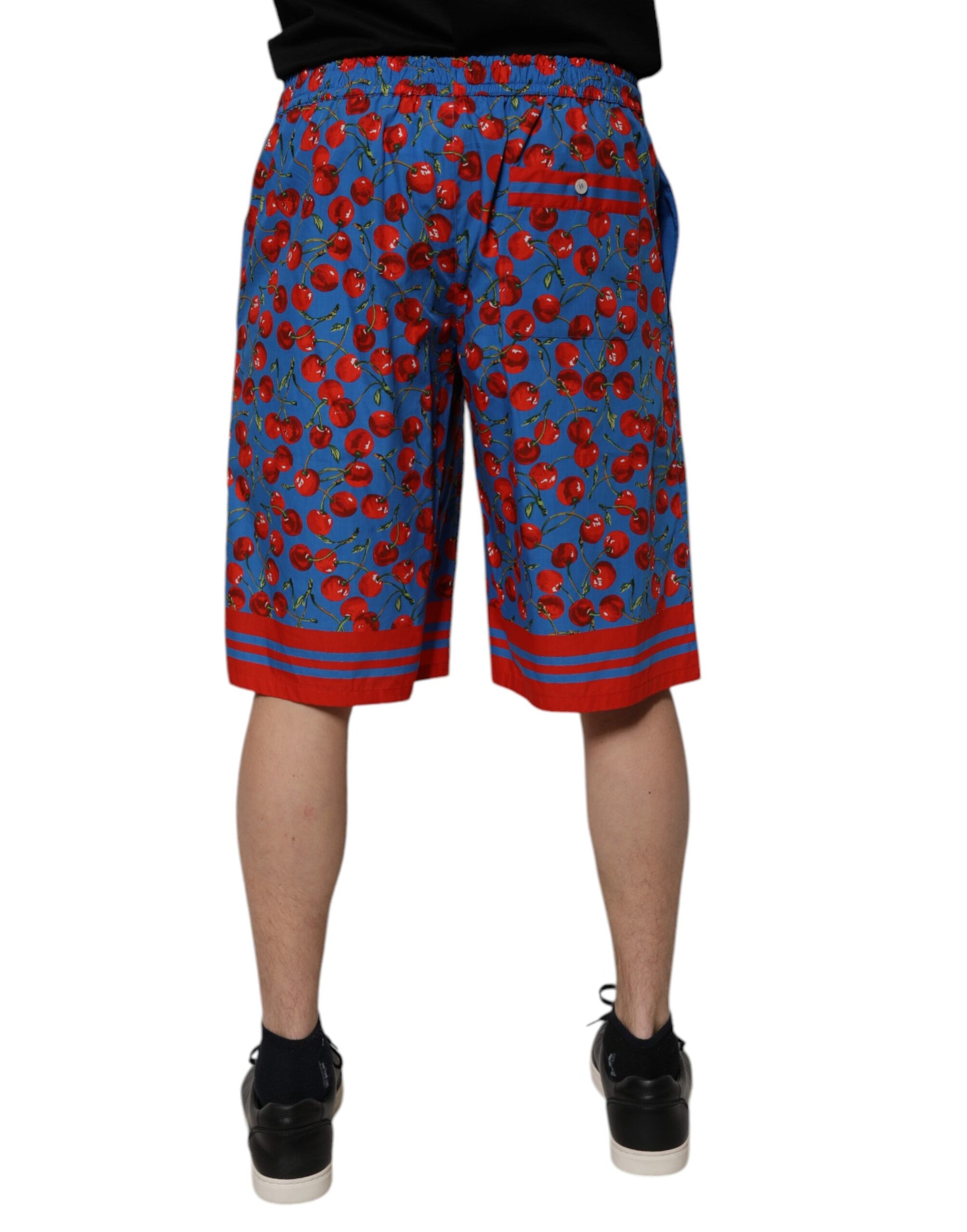 Dolce &amp; Gabbana – Bermudashorts aus Baumwolle mit blauem Kirschdruck für Herren