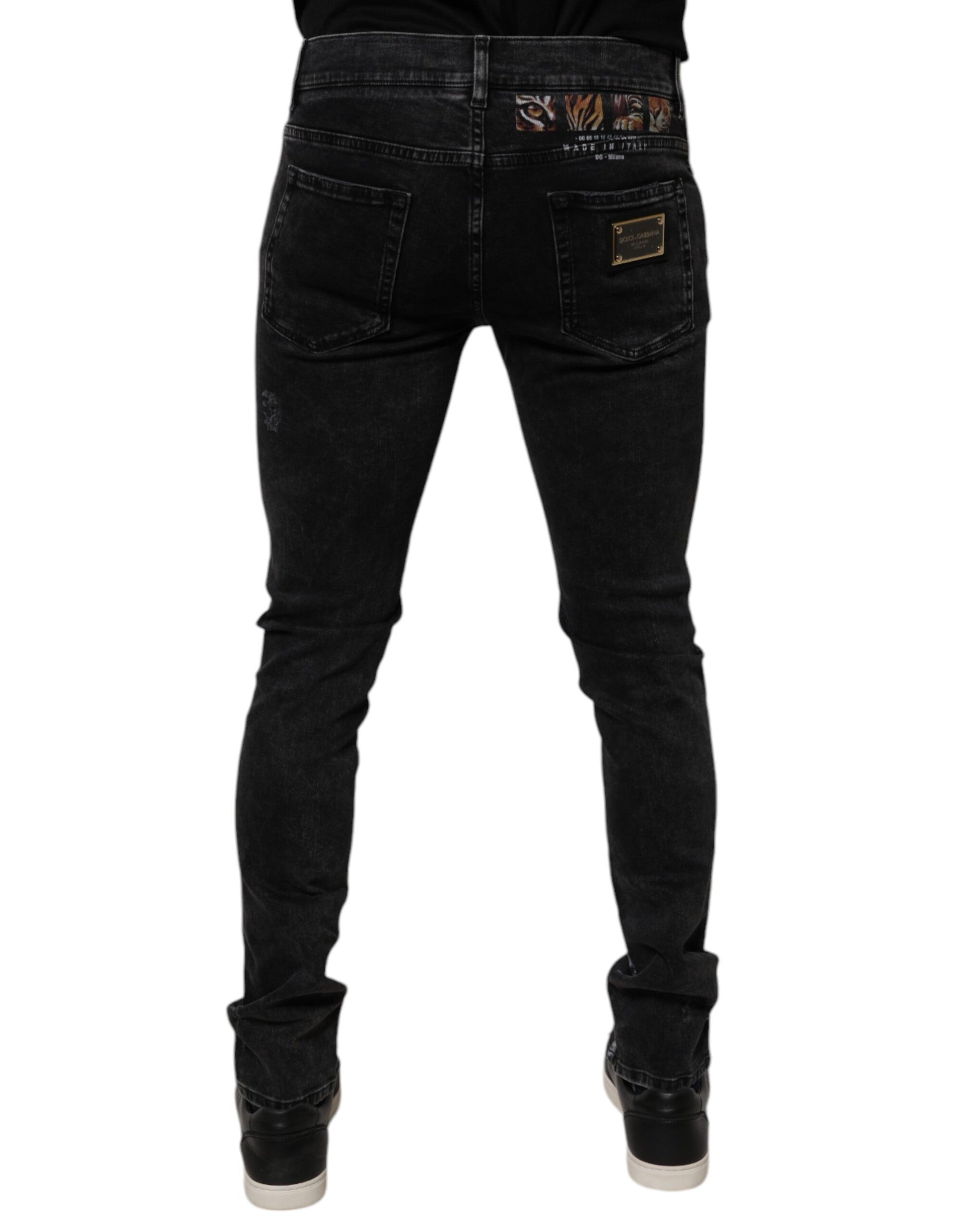Dolce &amp; Gabbana Schwarze Skinny Jeans aus zerfetzter Baumwolle für Herren