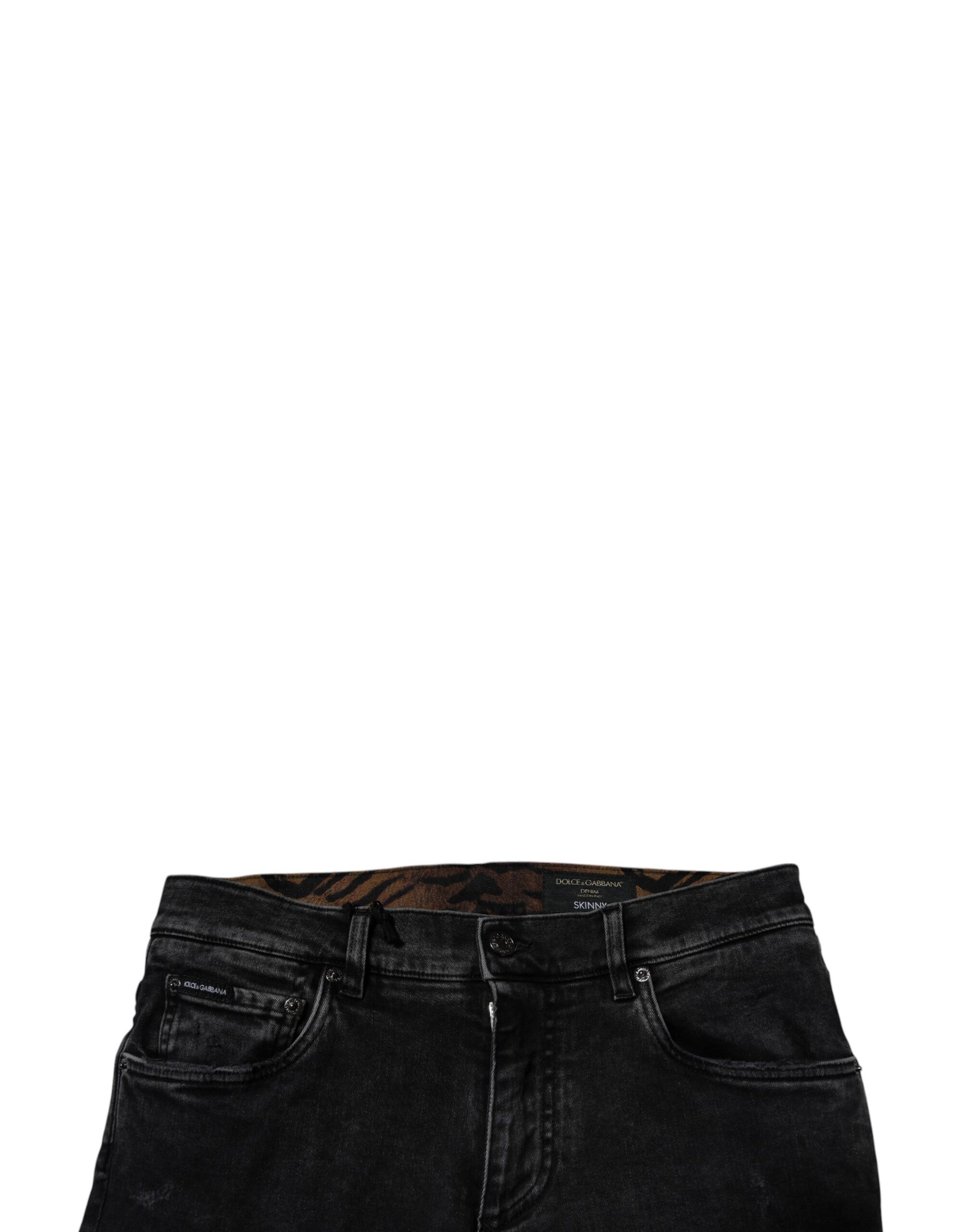 Dolce &amp; Gabbana Schwarze Skinny Jeans aus zerfetzter Baumwolle für Herren