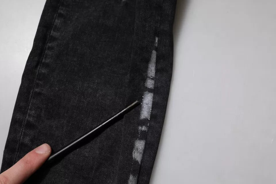 Dolce &amp; Gabbana Schwarze Skinny Jeans aus zerfetzter Baumwolle für Herren