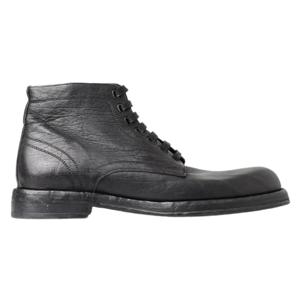 Dolce &amp; Gabbana Schwarzer Lederstiefel