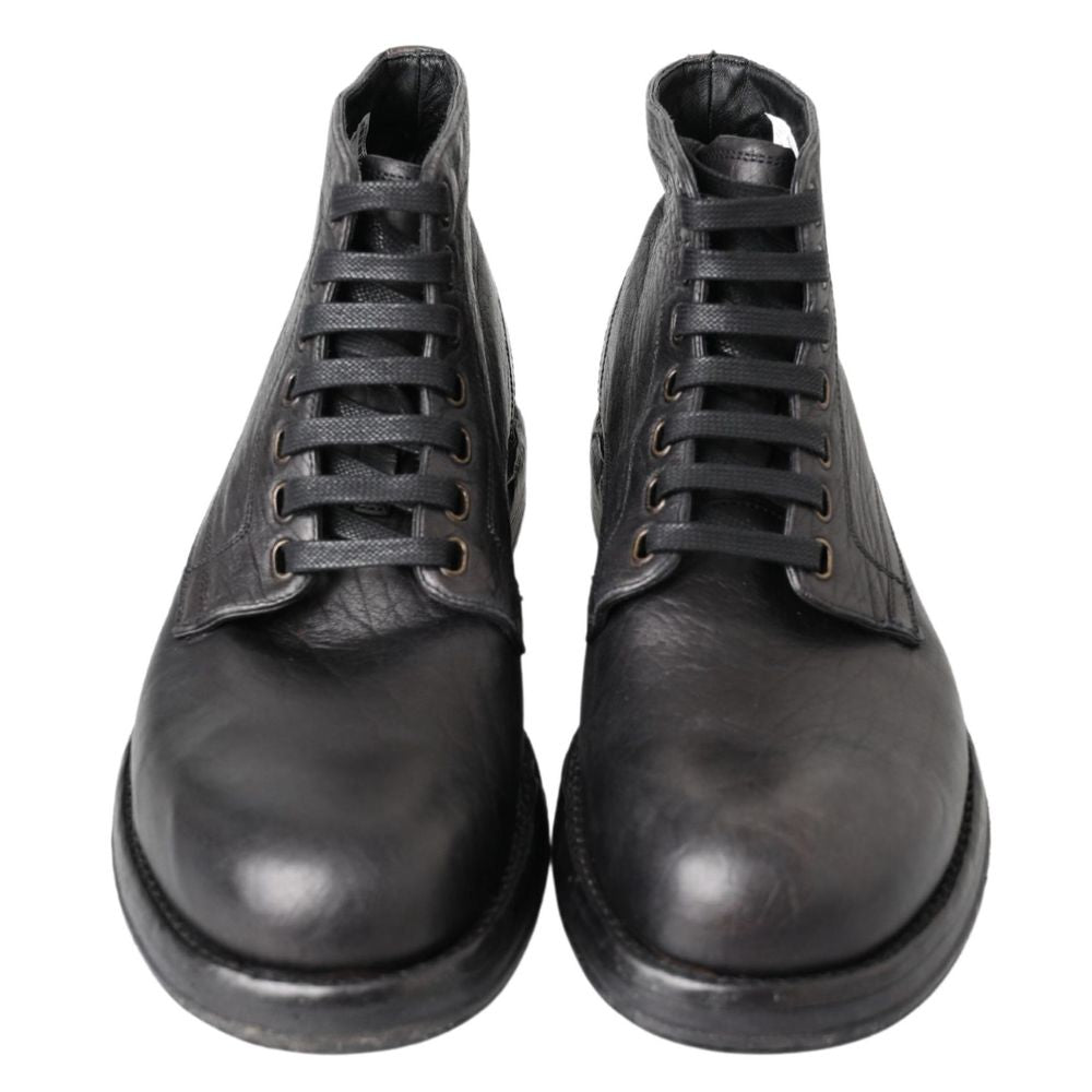 Dolce &amp; Gabbana Schwarzer Lederstiefel