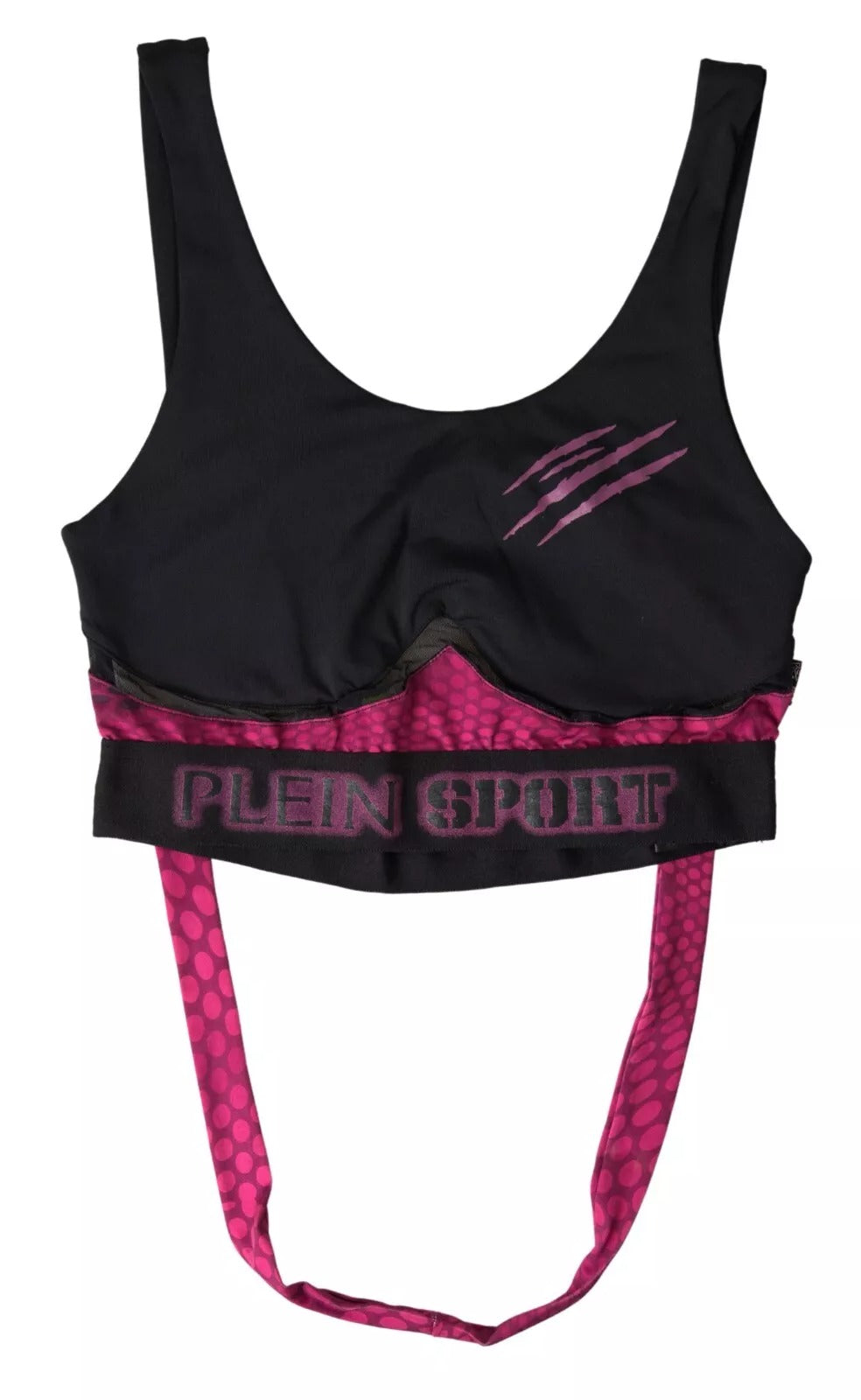 Plein Sport – Eleganter schwarzer Sport-BH mit fuchsiafarbenem Akzent