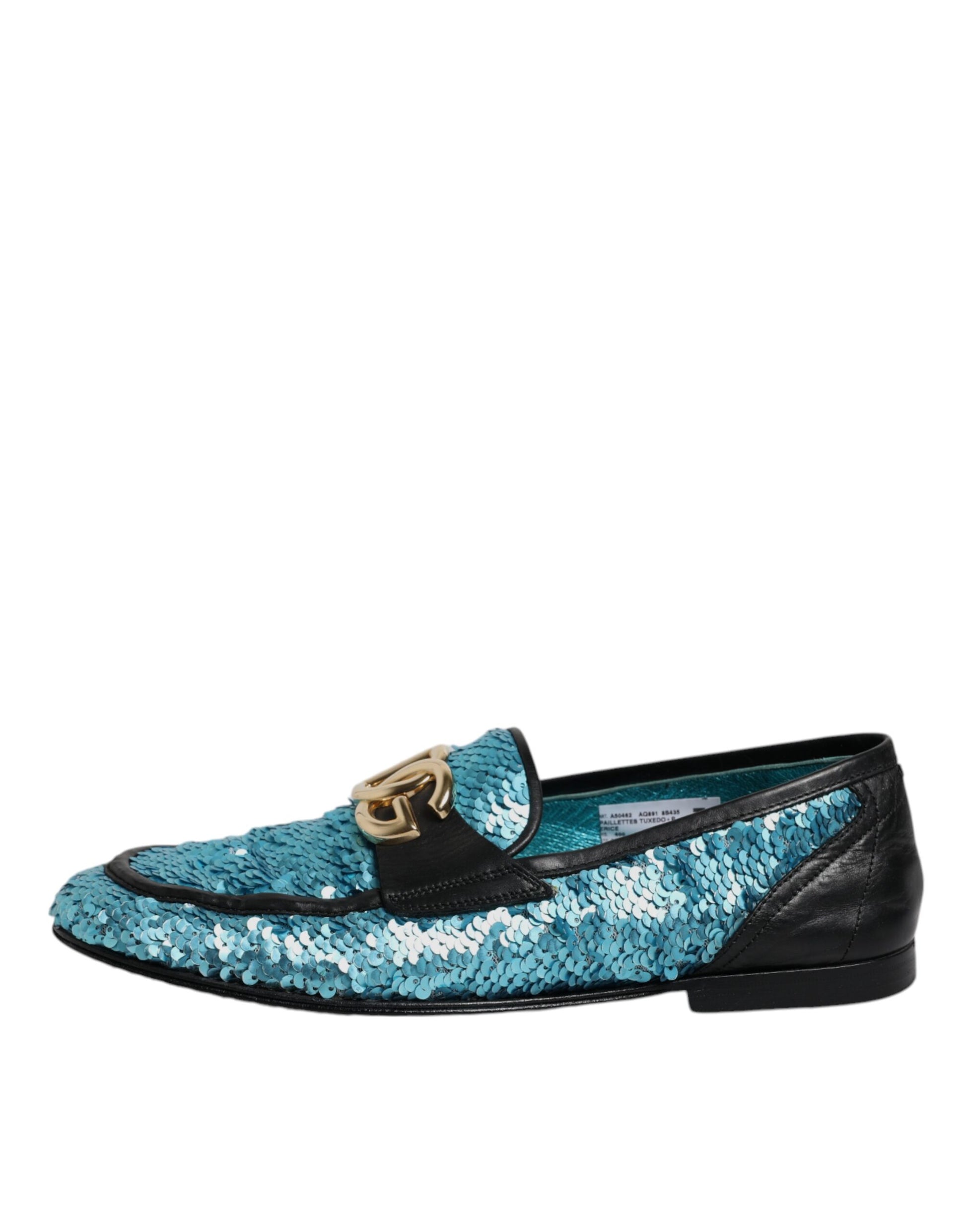 Dolce &amp; Gabbana – Blaue Loafer mit Pailletten, formelle Abendschuhe