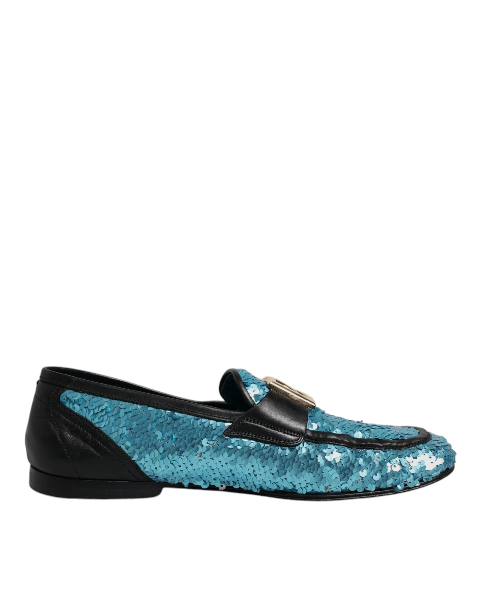 Dolce &amp; Gabbana – Blaue Loafer mit Pailletten, formelle Abendschuhe