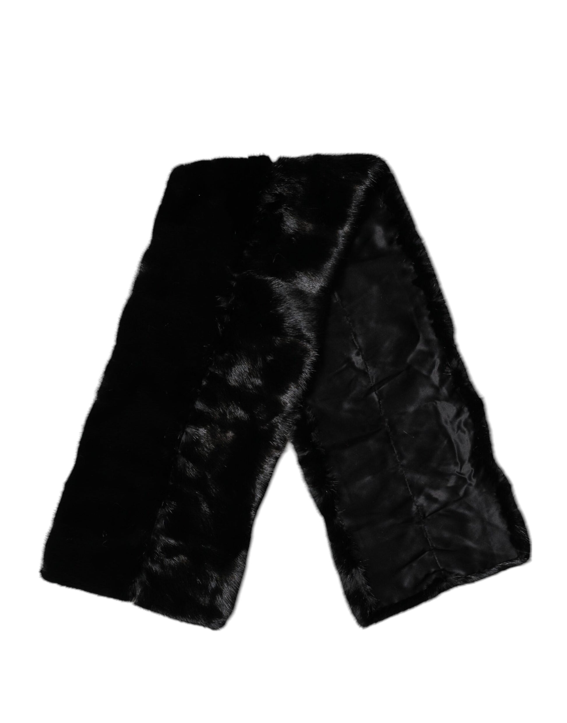 Dolce &amp; Gabbana Schwarzer Pelzschal Halswickelkragenschal