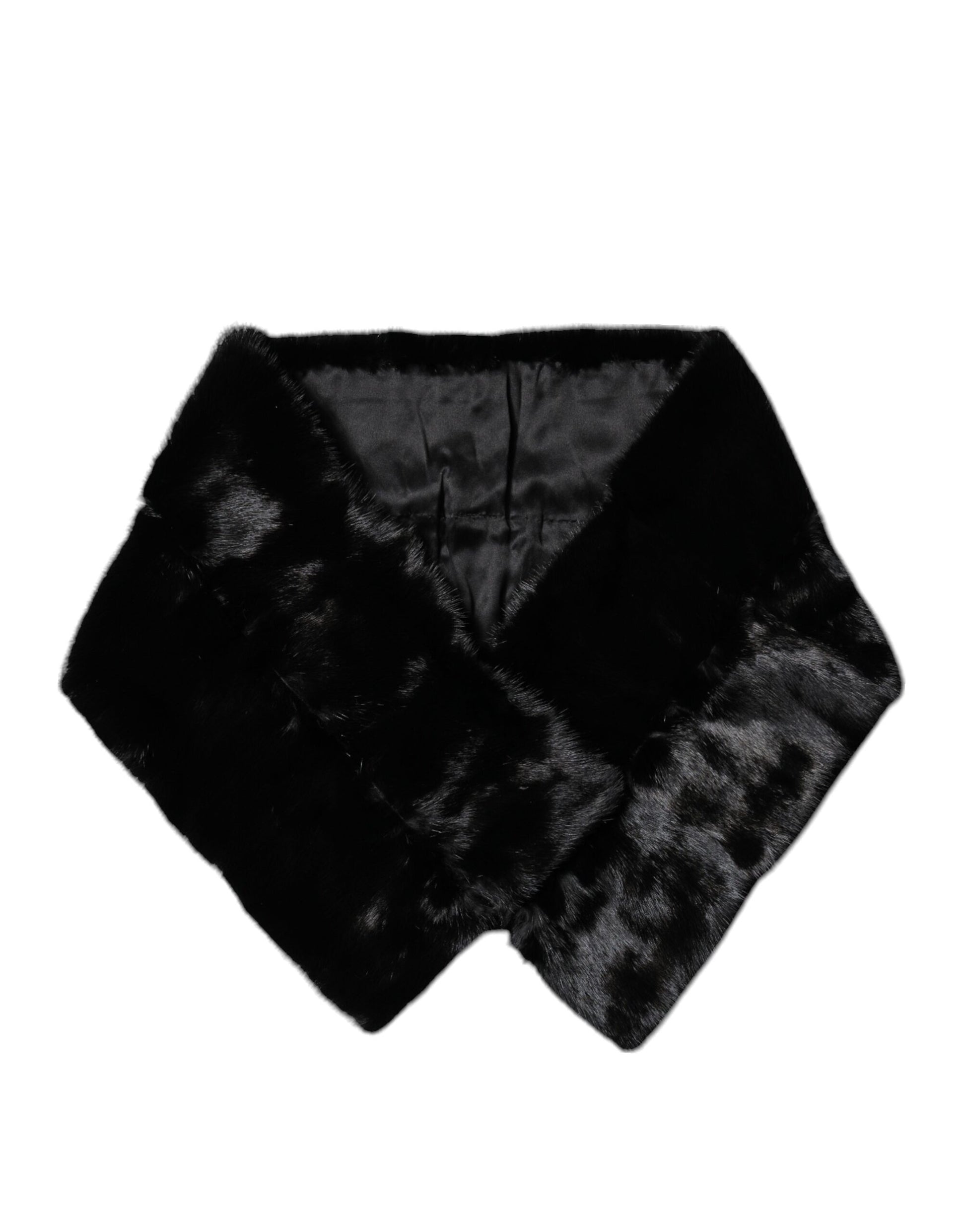 Dolce &amp; Gabbana Schwarzer Pelzschal Halswickelkragenschal
