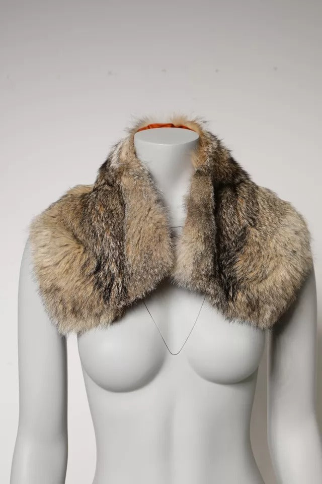 Dolce &amp; Gabbana – Brauner Pelz-Schulterkragen-Halswickelschal