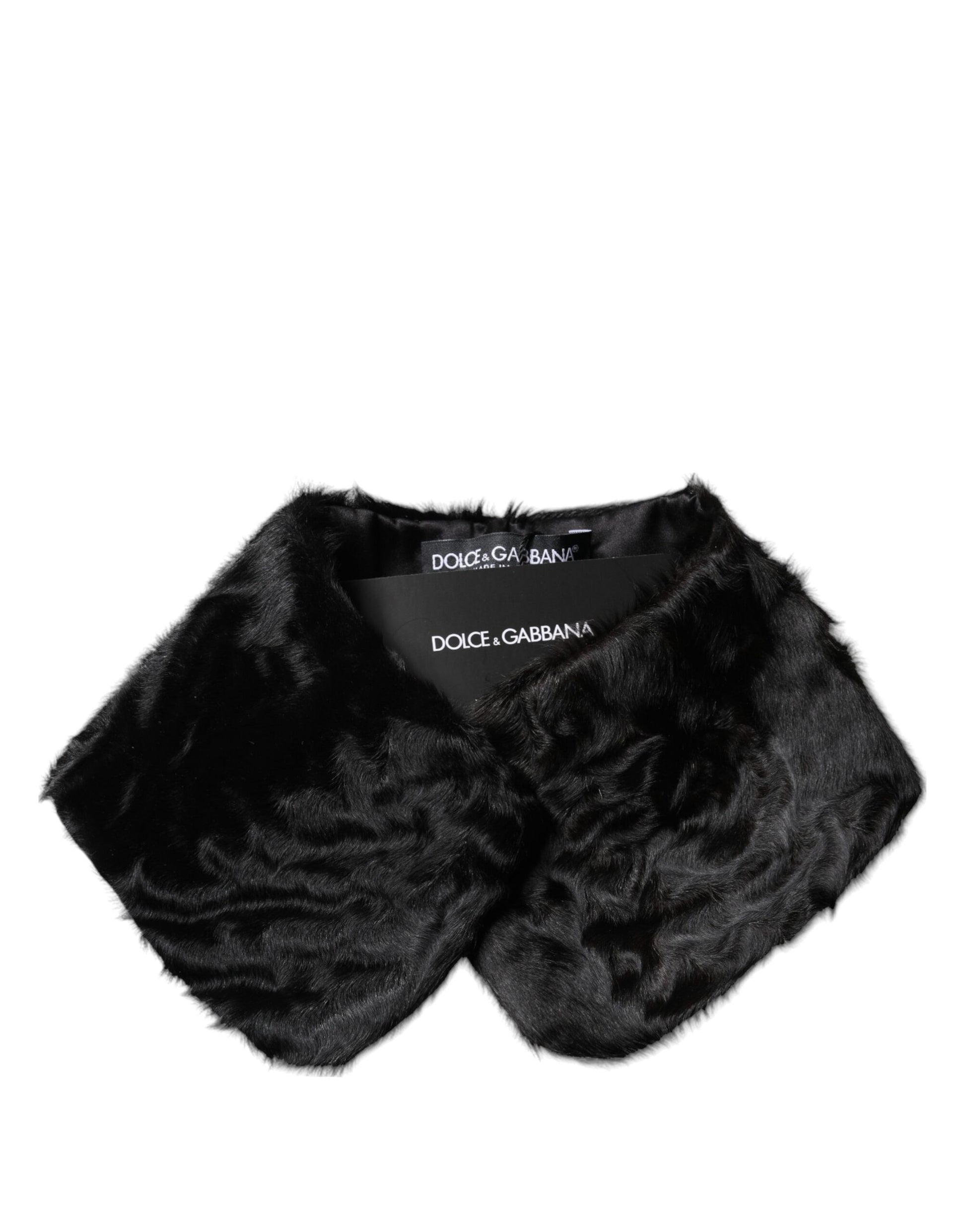 Dolce &amp; Gabbana Damen-Halswickelschal mit schwarzem Lammfellkragen