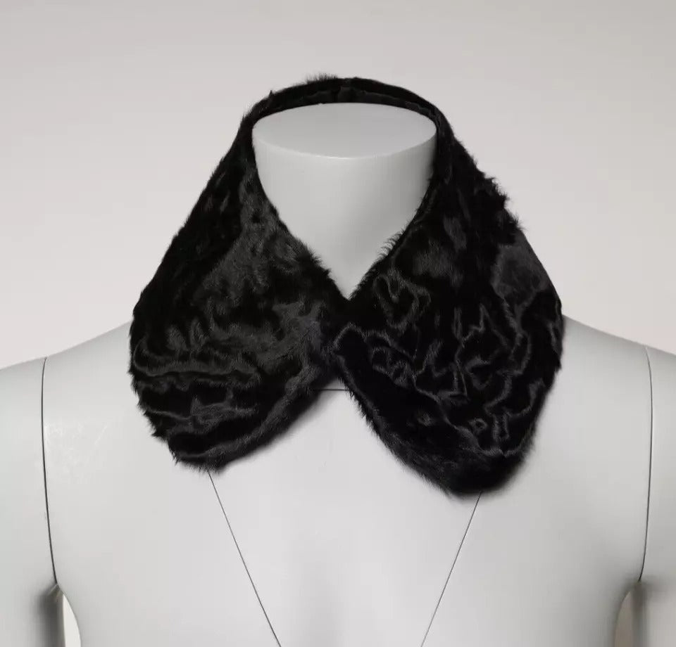 Dolce &amp; Gabbana Damen-Halswickelschal mit schwarzem Lammfellkragen