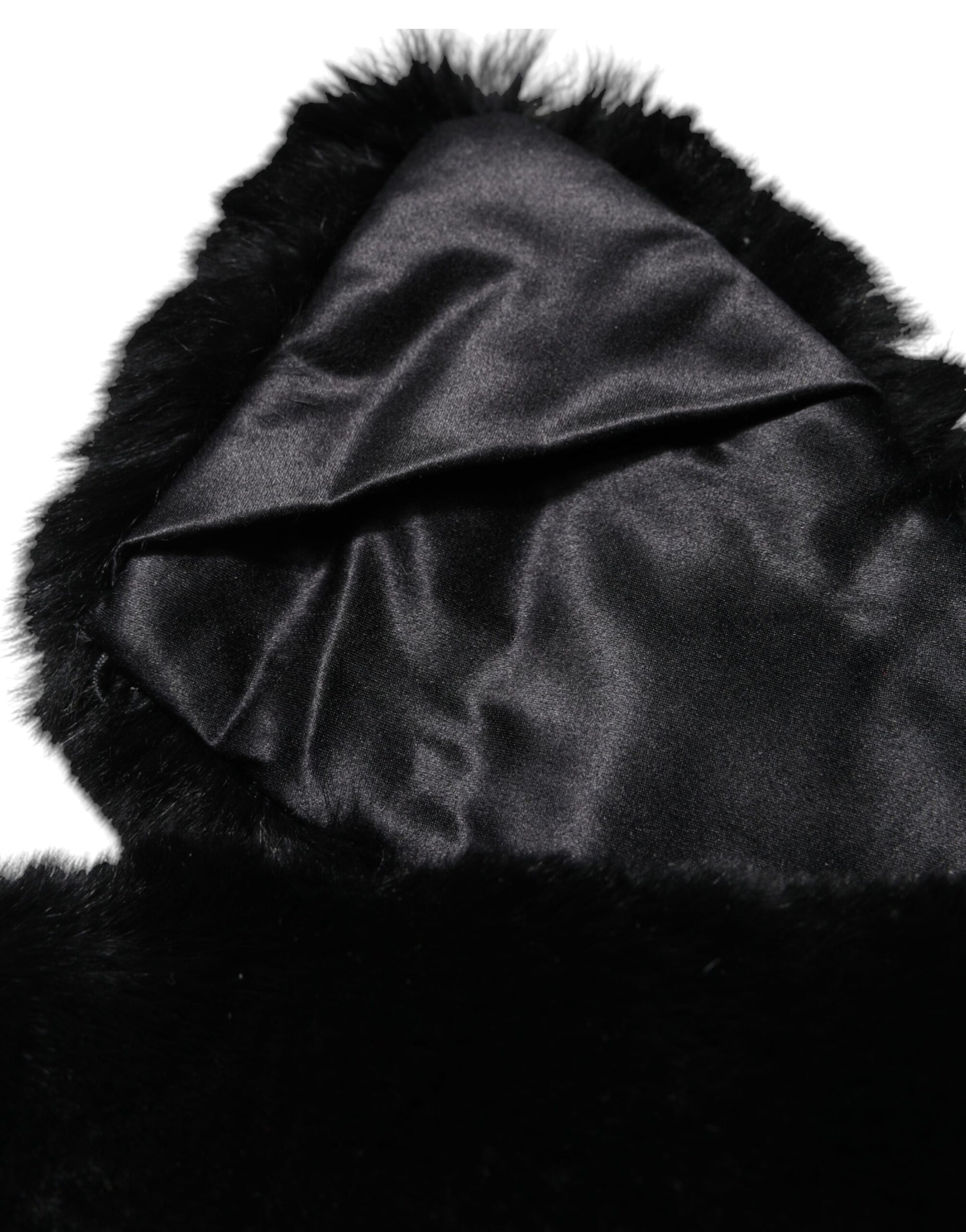Dolce &amp; Gabbana Damen-Halswickelschal mit schwarzem Lammfellkragen