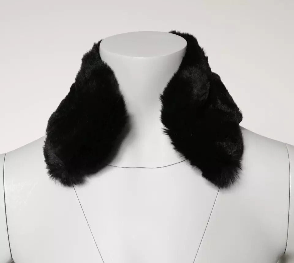 Dolce &amp; Gabbana Damen-Halswickelschal mit schwarzem Lammfellkragen
