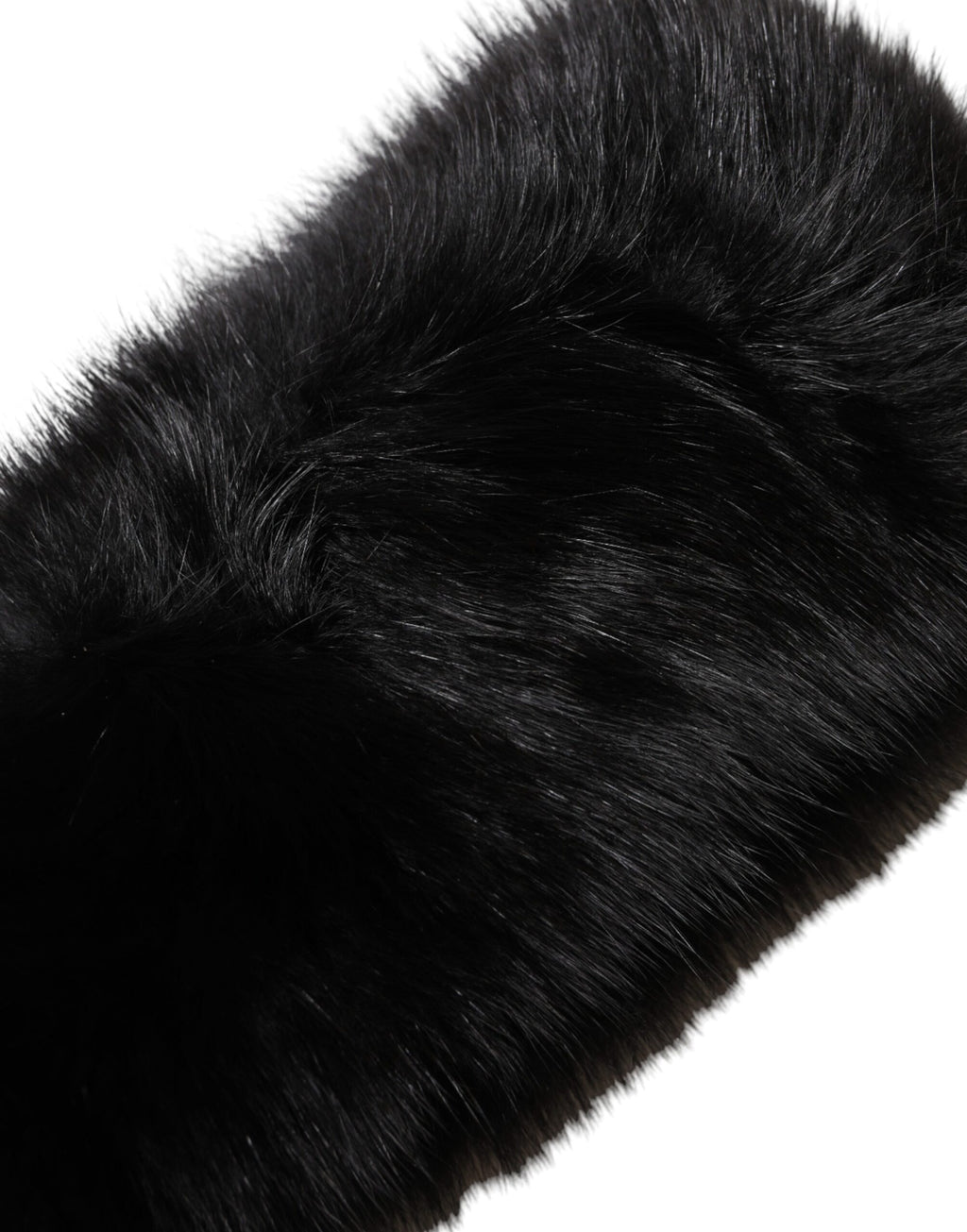 Dolce &amp; Gabbana – Schwarzer Wickelschal mit Pelzkragen und Schulter