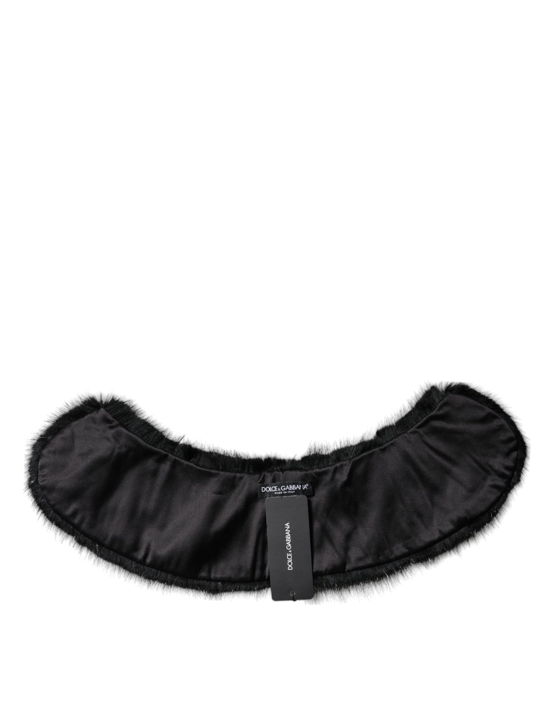 Dolce &amp; Gabbana Schwarzer Pelzschal Halswickelkragenschal