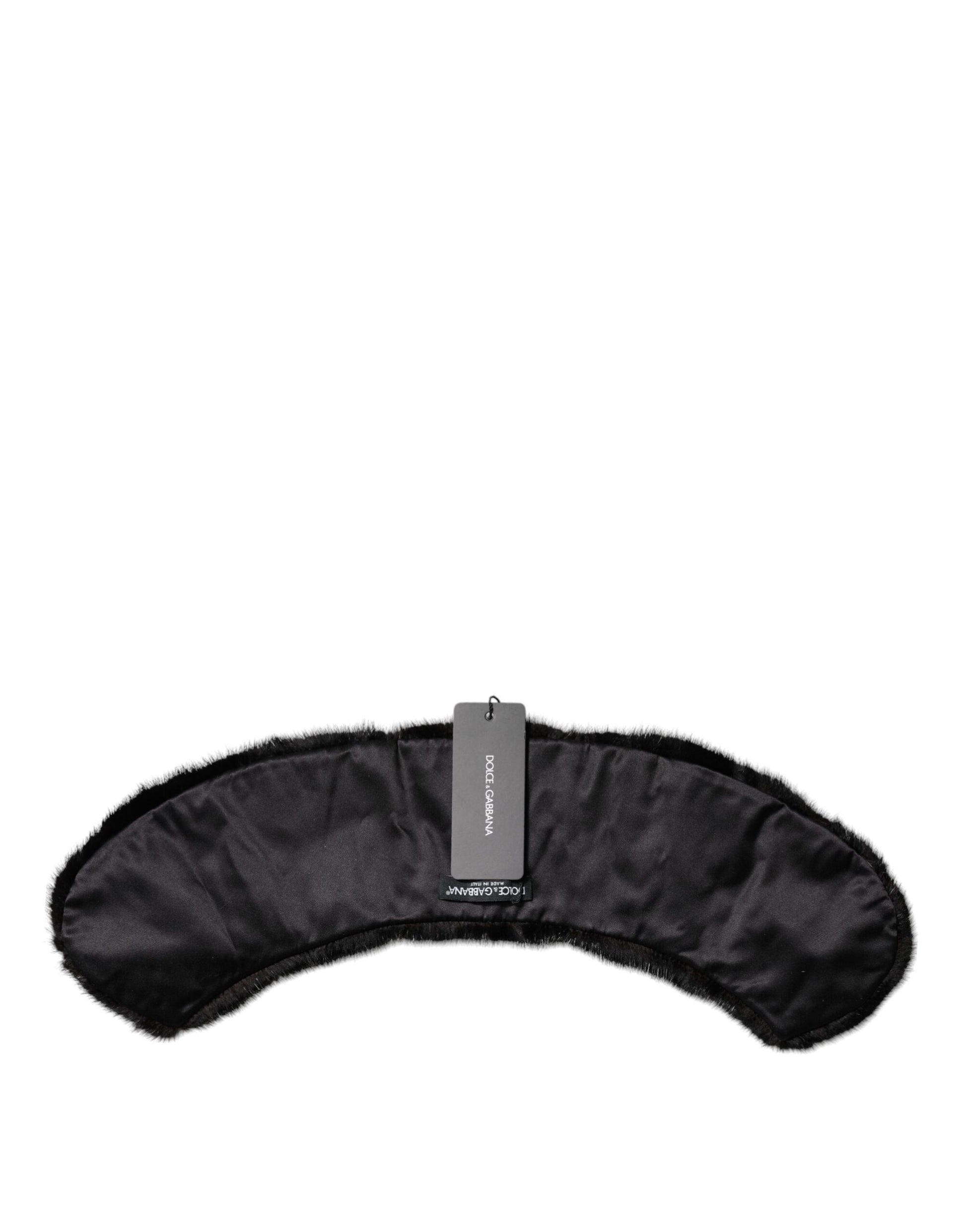 Dolce &amp; Gabbana Schwarzer Pelzschal Halswickelkragenschal