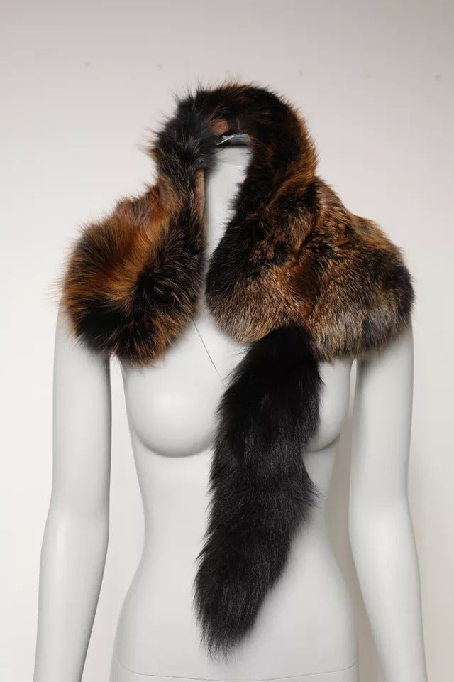 Dolce &amp; Gabbana Brauner Rotfuchspelz-Halswärmer-Winterschal