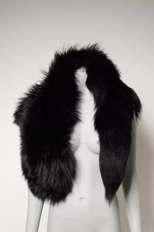 Dolce &amp; Gabbana – Halstuch, wärmer, Winterschal aus schwarzem Fuchspelz
