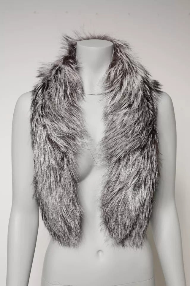 Dolce &amp; Gabbana Grauer Fuchspelz-Halswickelwärmer-Winterschal