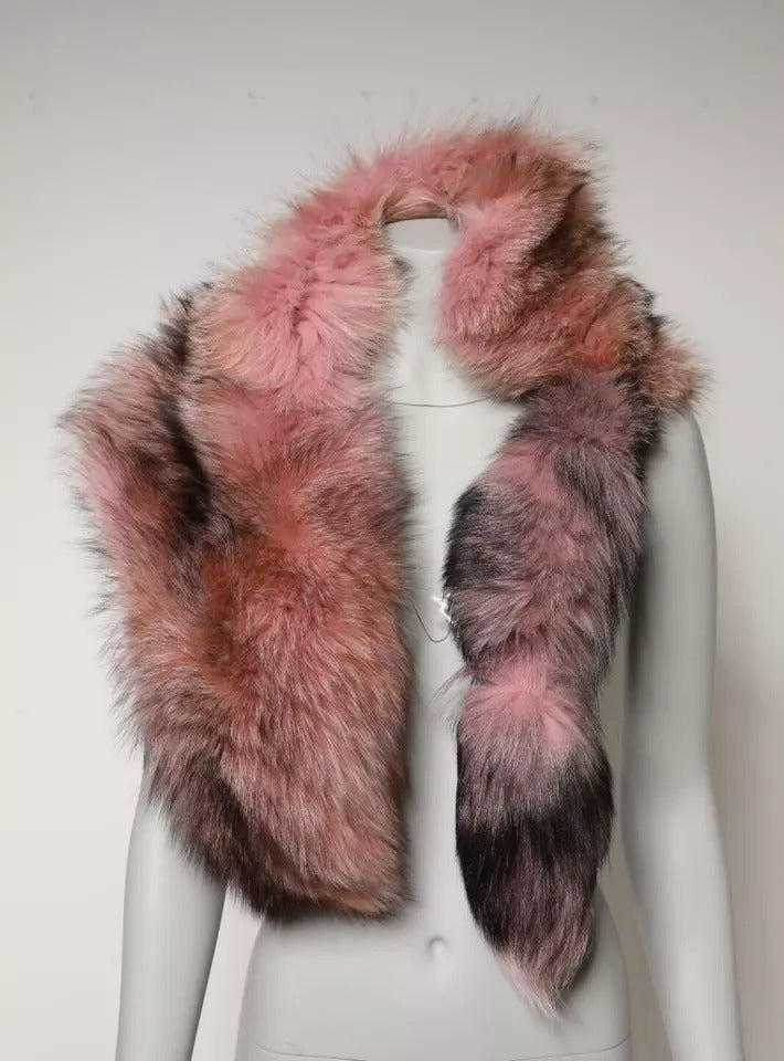 Dolce &amp; Gabbana Pink Frost Fuchspelz Halswärmer Winterschal