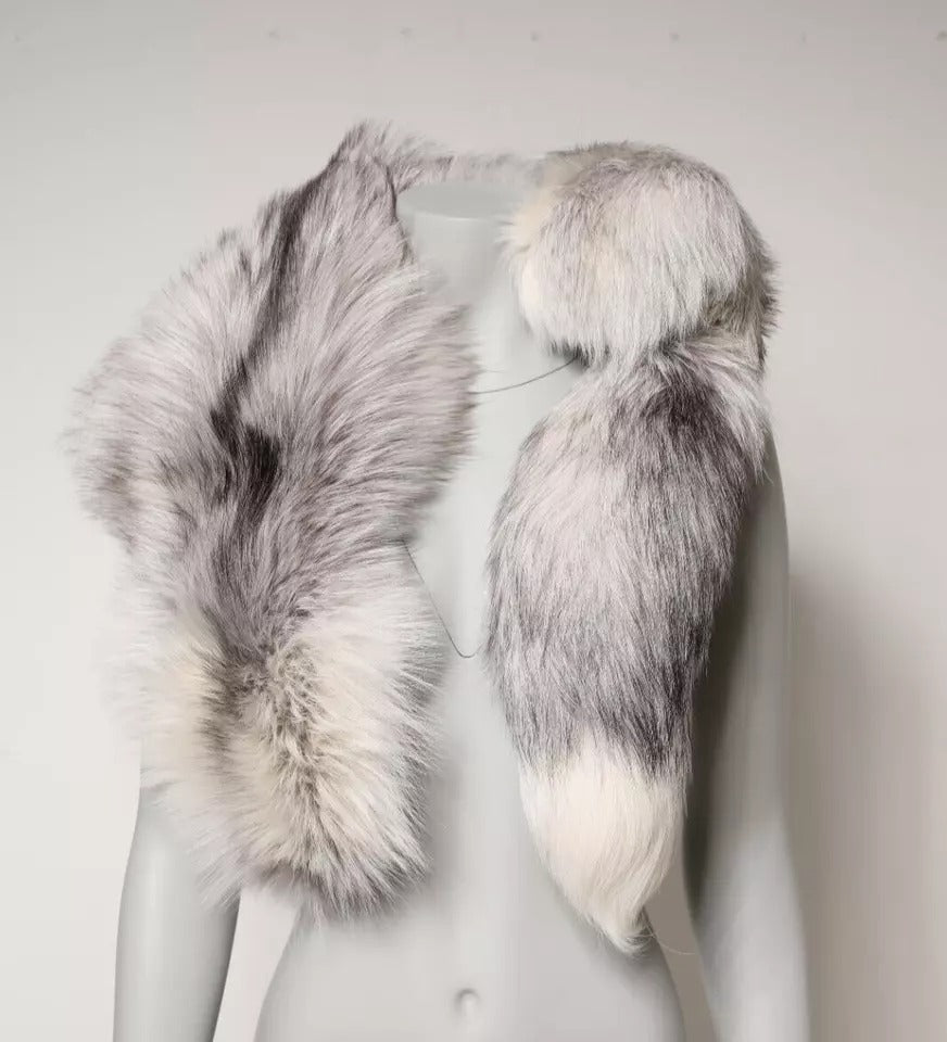 Dolce &amp; Gabbana – Halstuch, wärmer, Winterschal aus weißem Fuchspelz