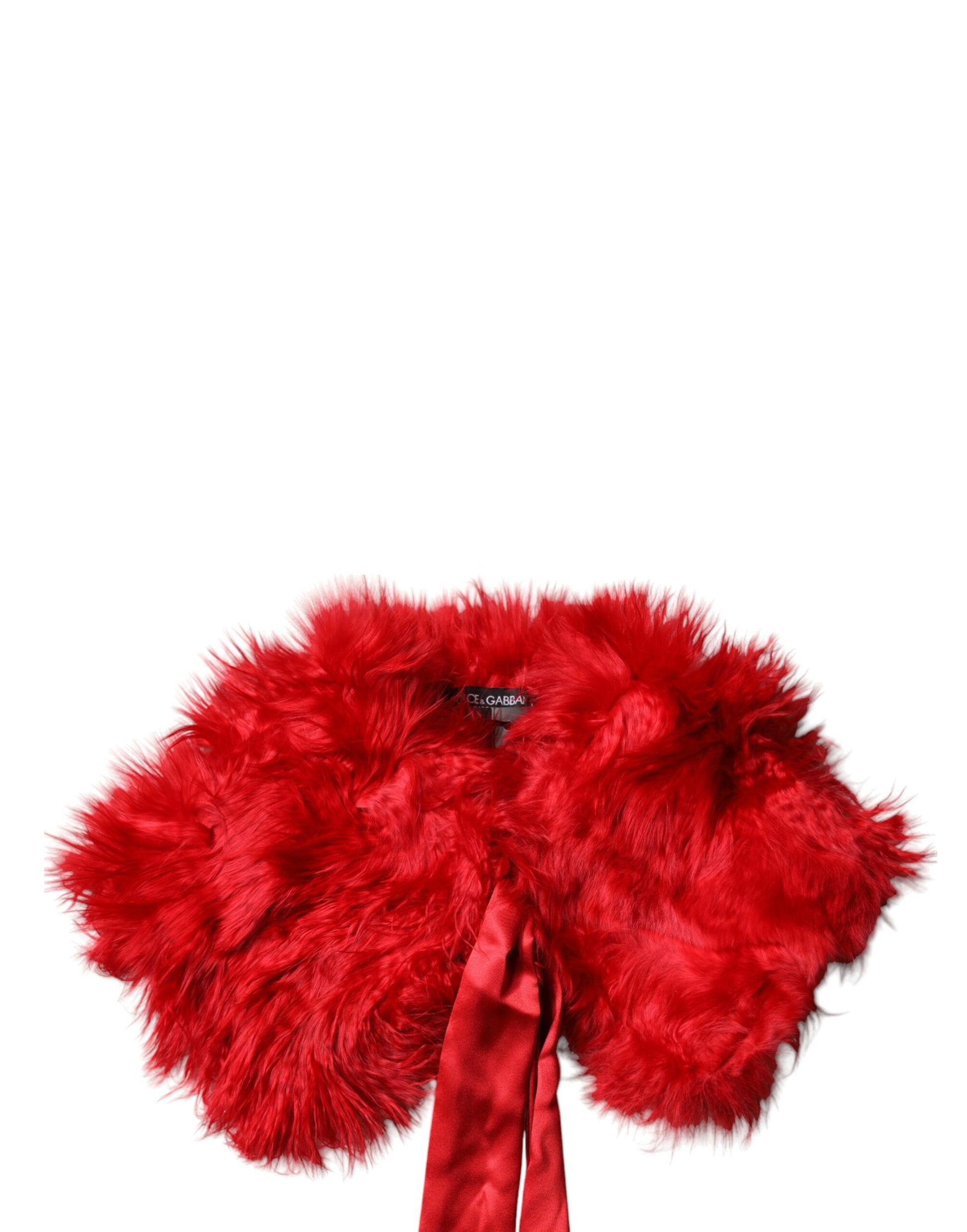 Dolce &amp; Gabbana Roter Alpaka-Pelz-Halswärmer für Damen, Winterschal