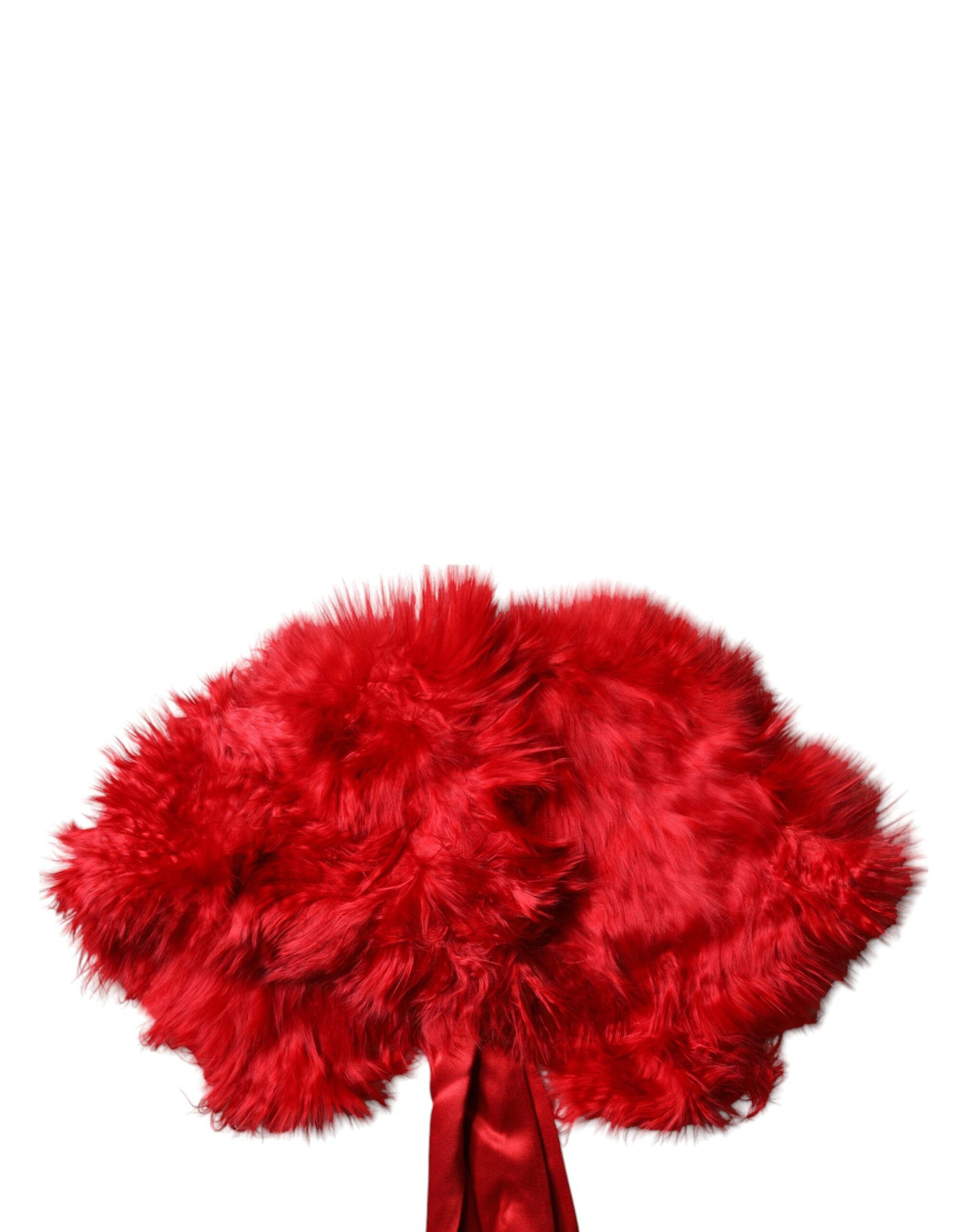 Dolce &amp; Gabbana Roter Alpaka-Pelz-Halswärmer für Damen, Winterschal