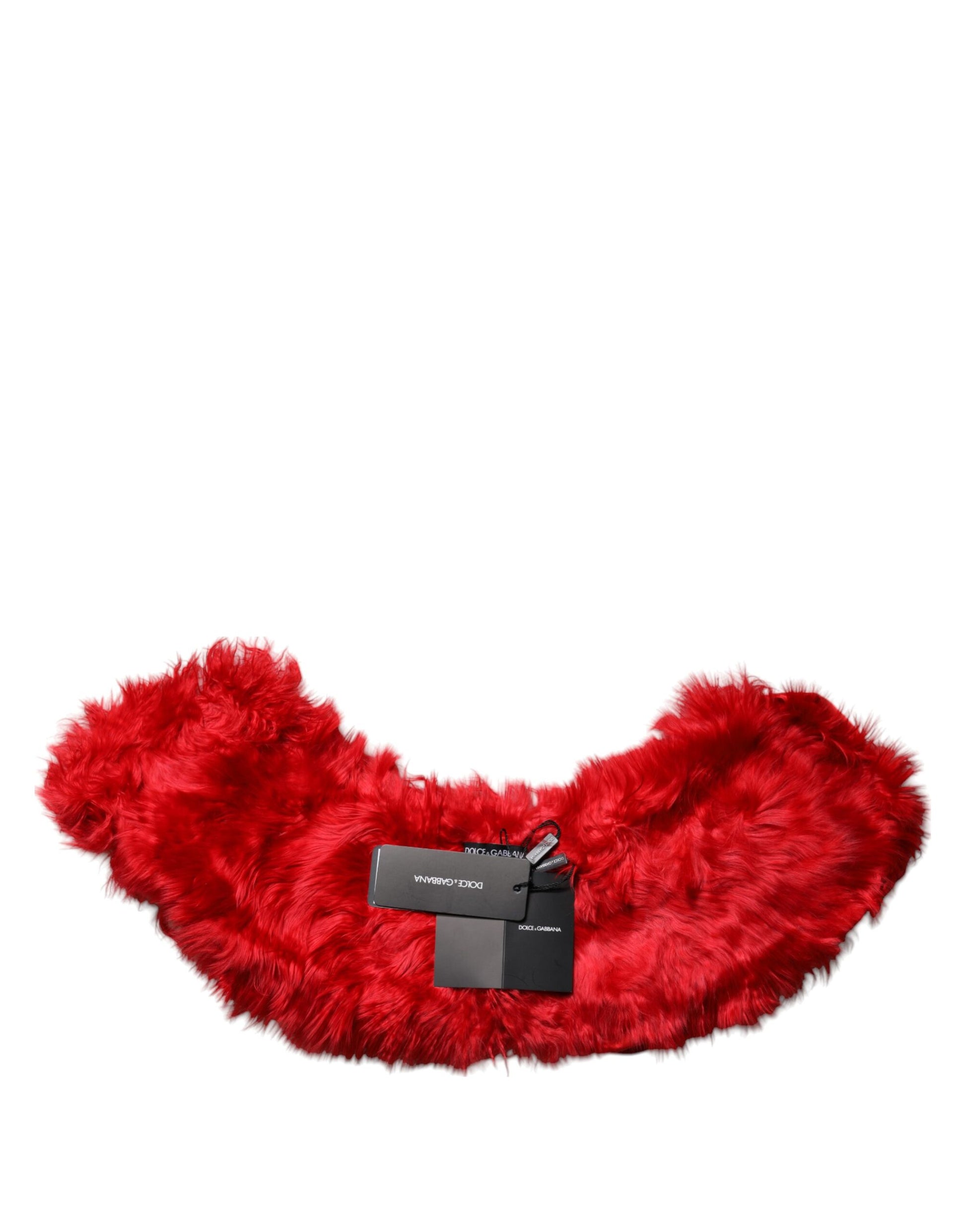 Dolce &amp; Gabbana Roter Alpaka-Pelz-Halswärmer für Damen, Winterschal