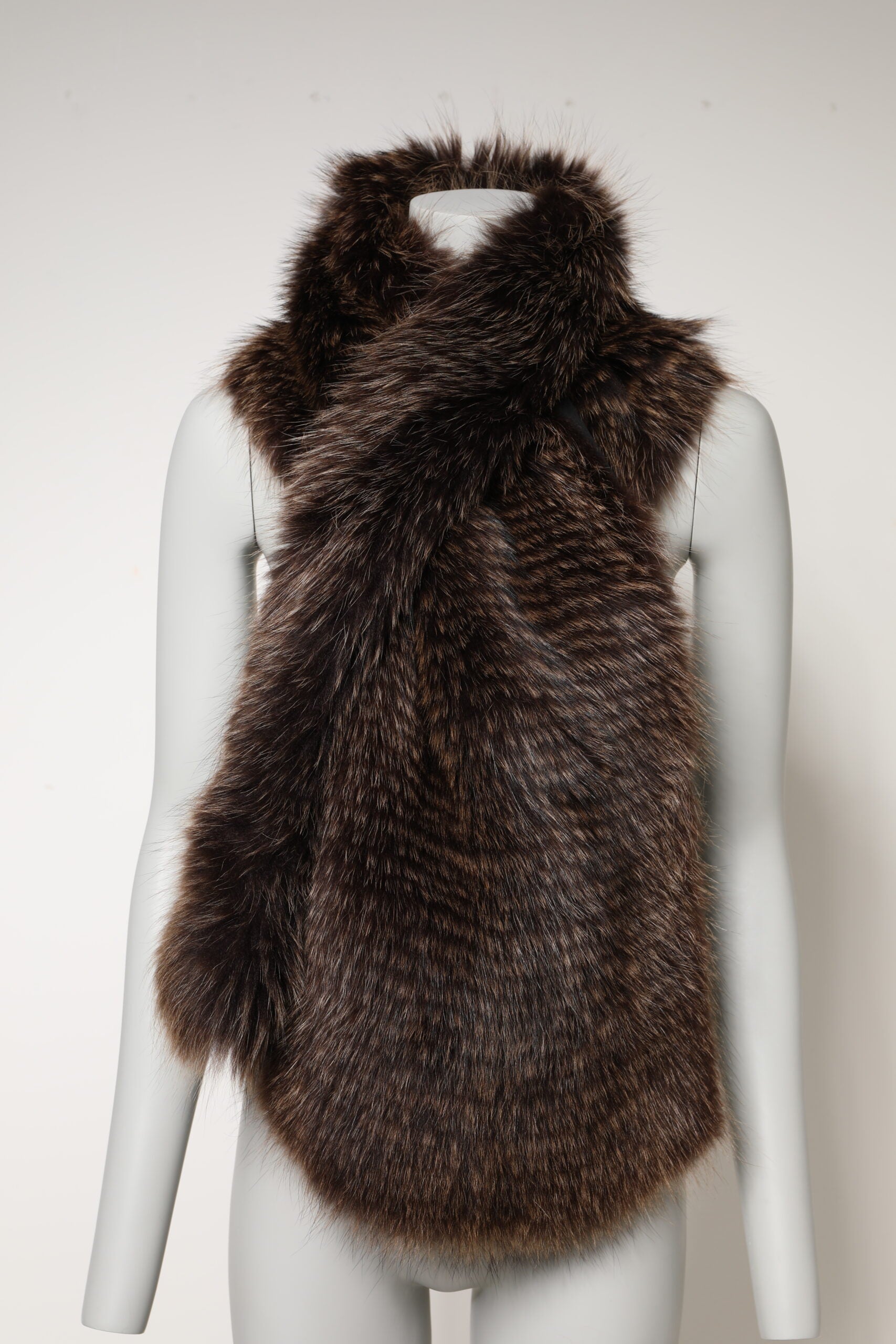 Dolce &amp; Gabbana Brauner Waschbärpelz-Halswärmer-Winterschal