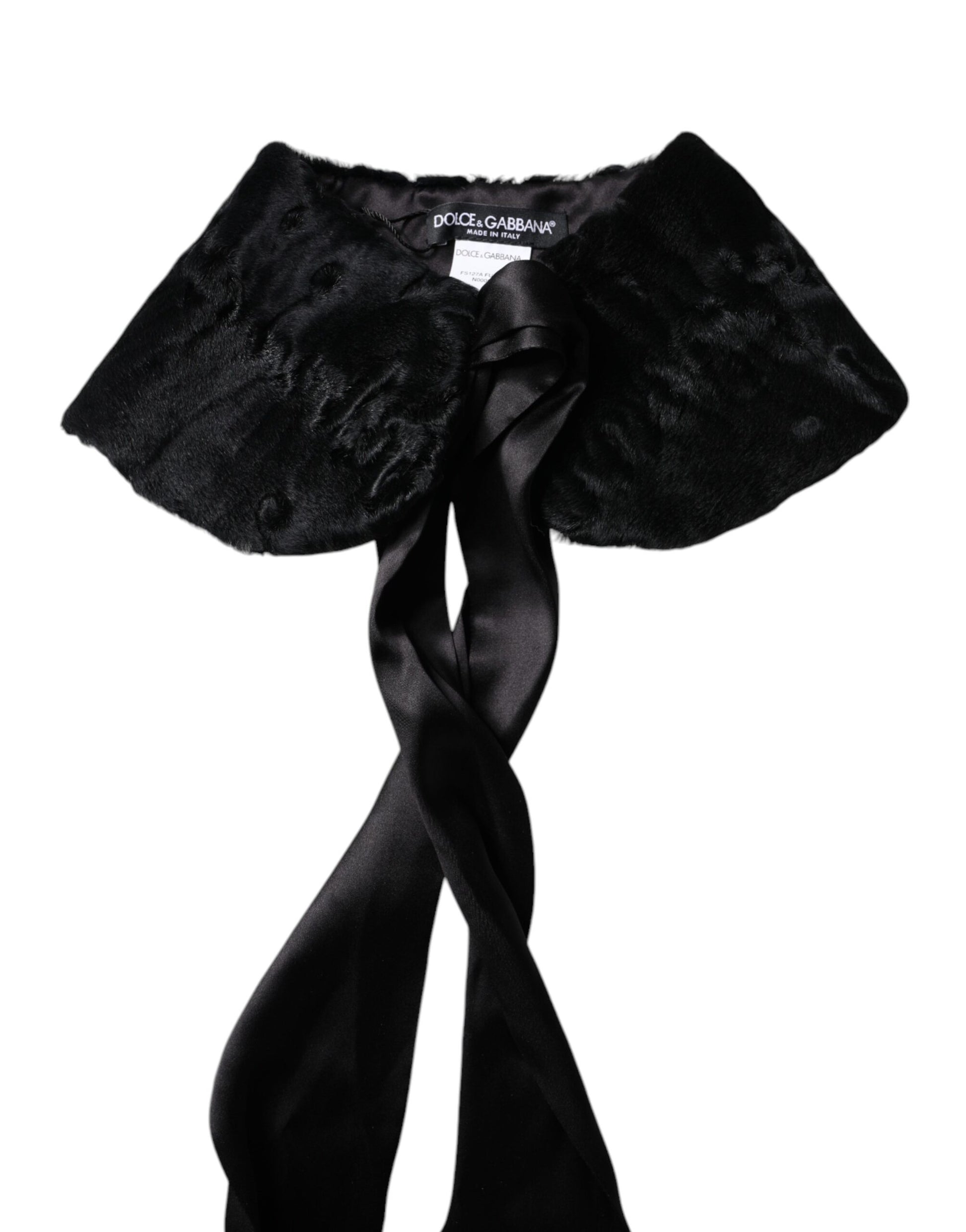 Dolce &amp; Gabbana Schwarzer Lammfell Damen Halswärmer Winterschal