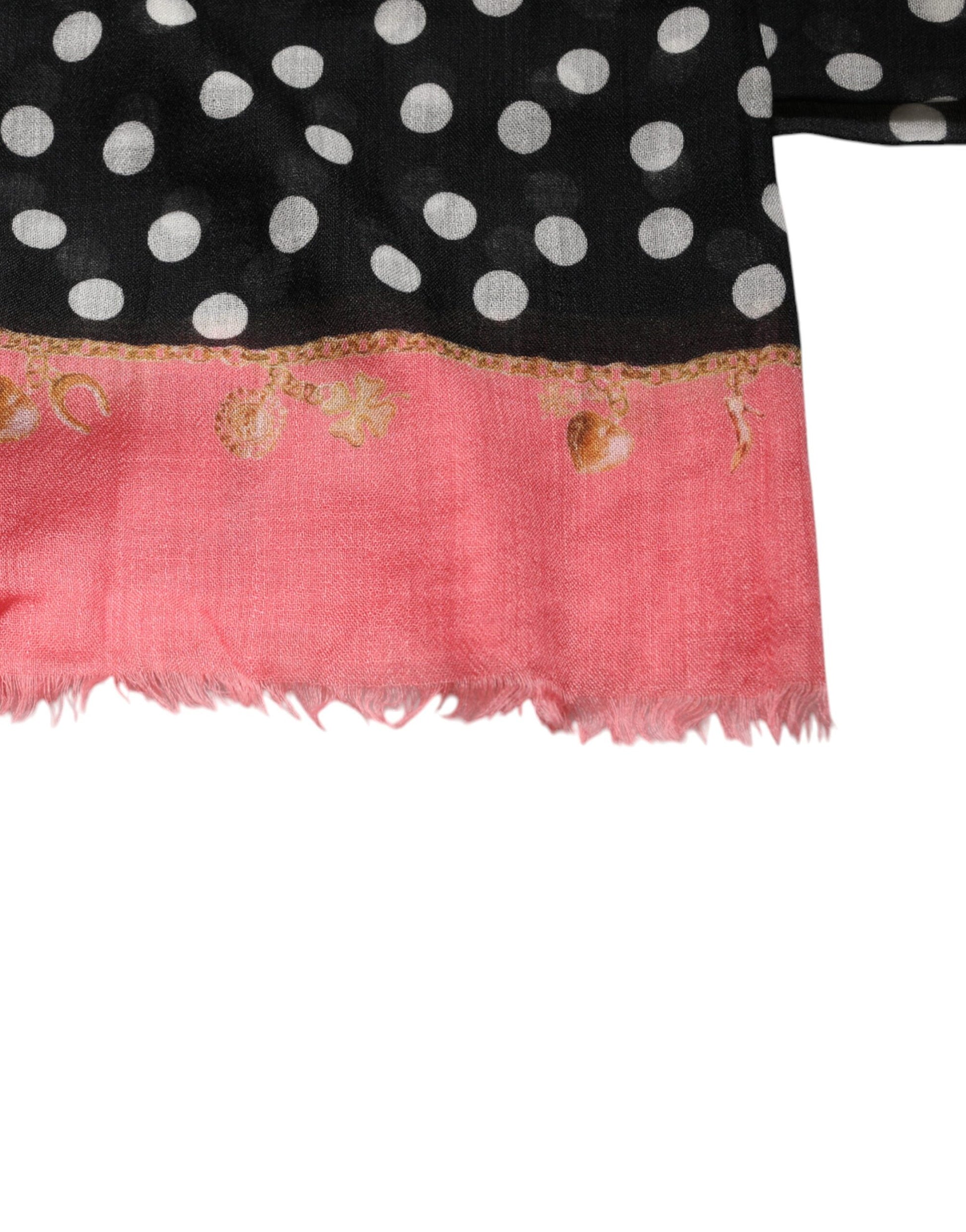 Dolce &amp; Gabbana – Wickelschal mit Fransen und schwarzen Punkten, Weiß