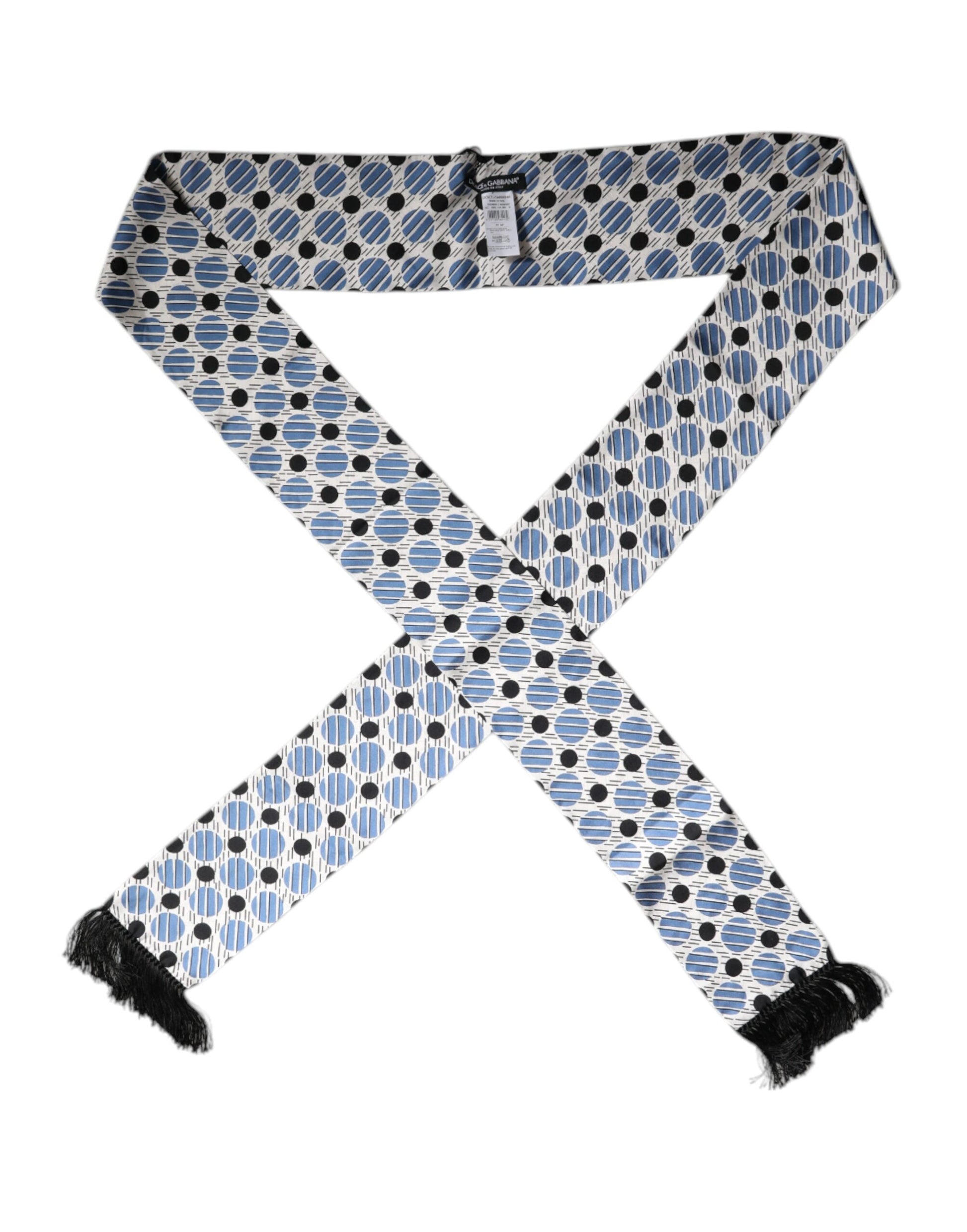 Dolce &amp; Gabbana – Schmaler Seidenschal mit weißen und blauen Punkten