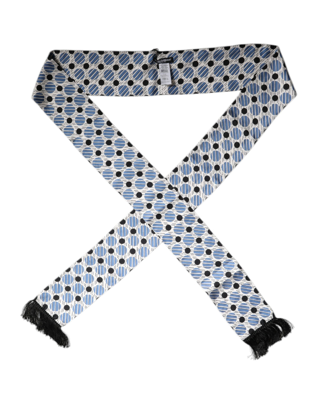 Dolce &amp; Gabbana – Schmaler Seidenschal mit weißen und blauen Punkten