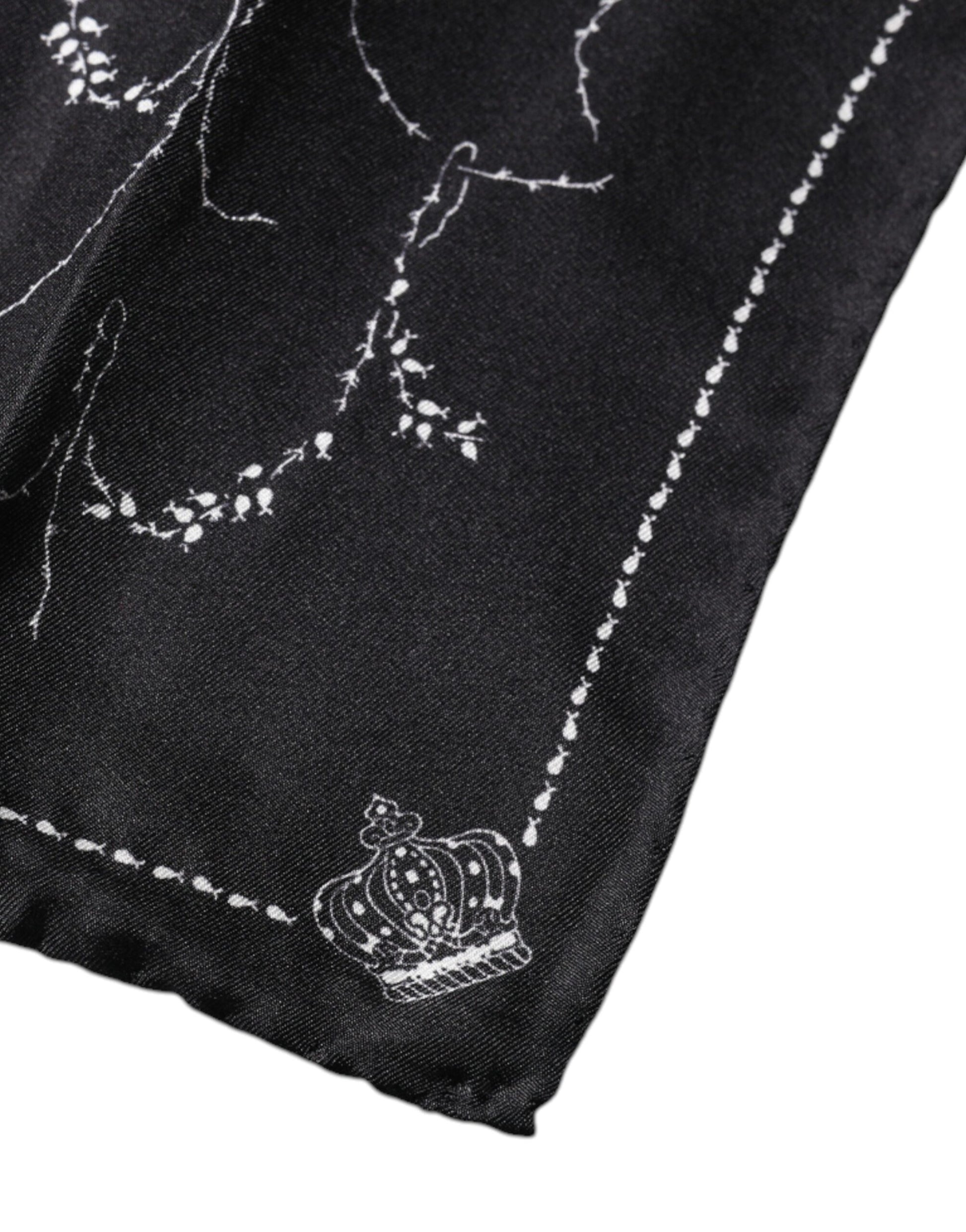 Dolce &amp; Gabbana – Schwarz gemusterter Seidentaschentuchschal