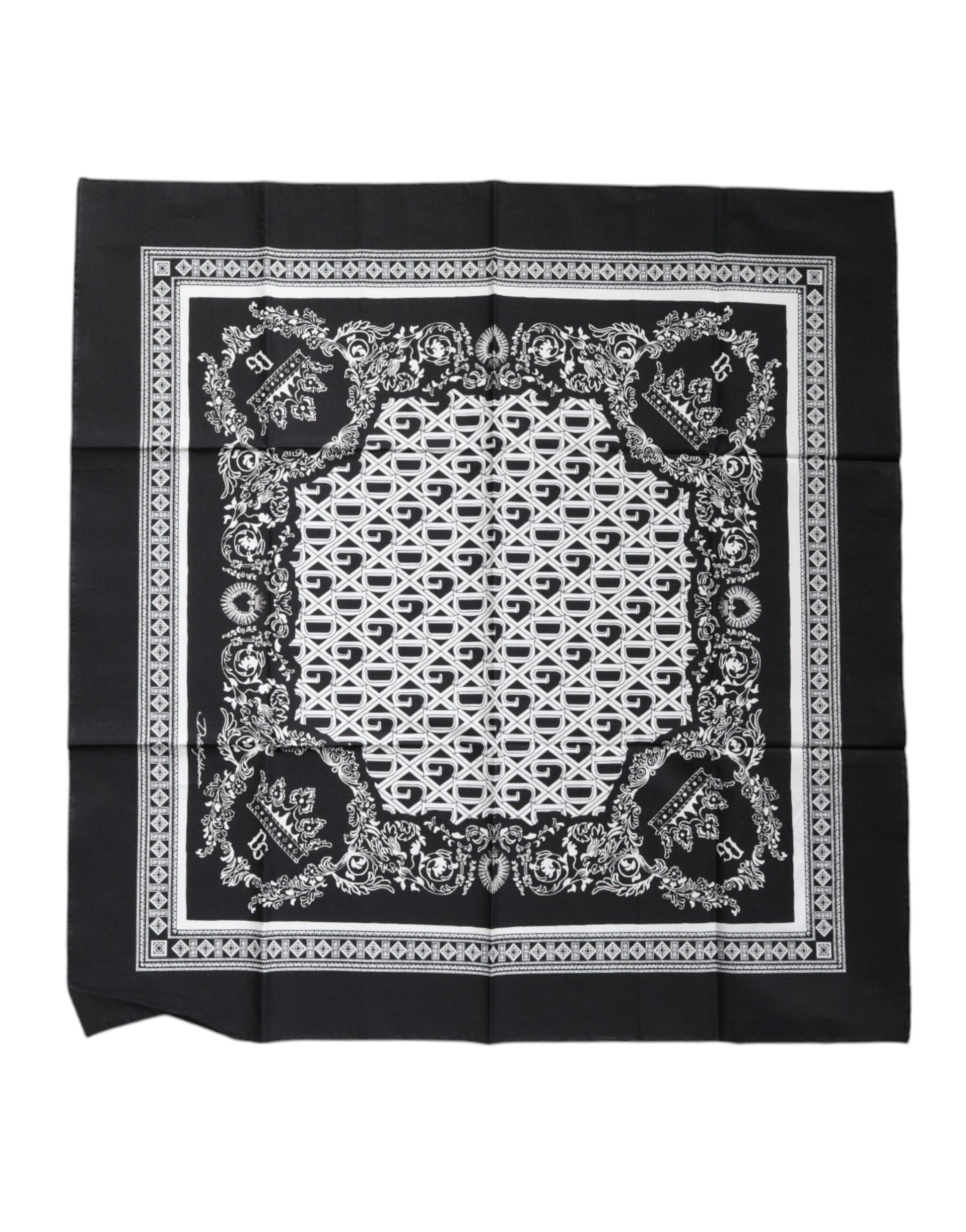 Dolce &amp; Gabbana – Schwarzes Baumwolltaschentuch mit Logo-Monogramm