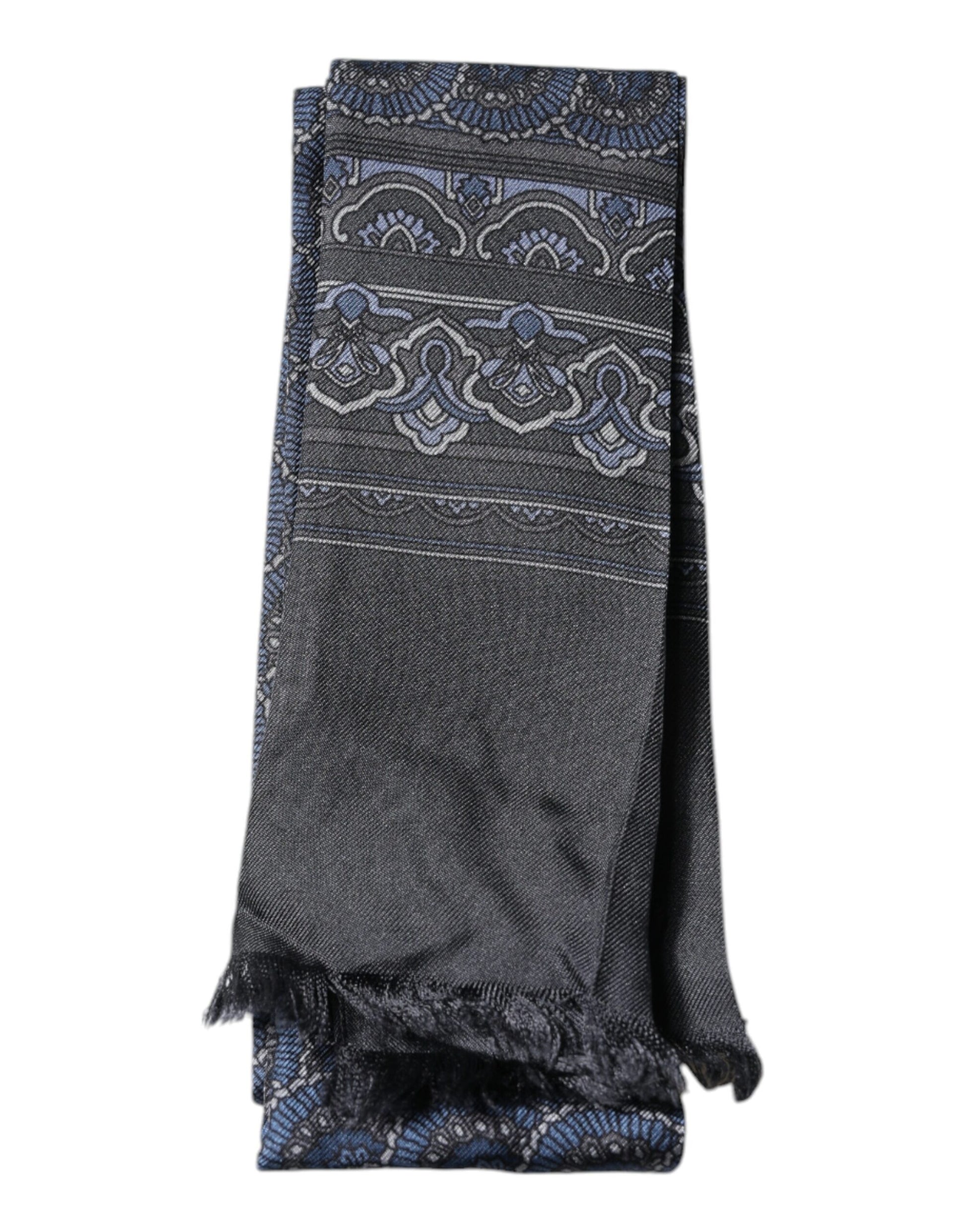 Dolce &amp; Gabbana Dunkelblauer Fantasy-Schal aus Seide