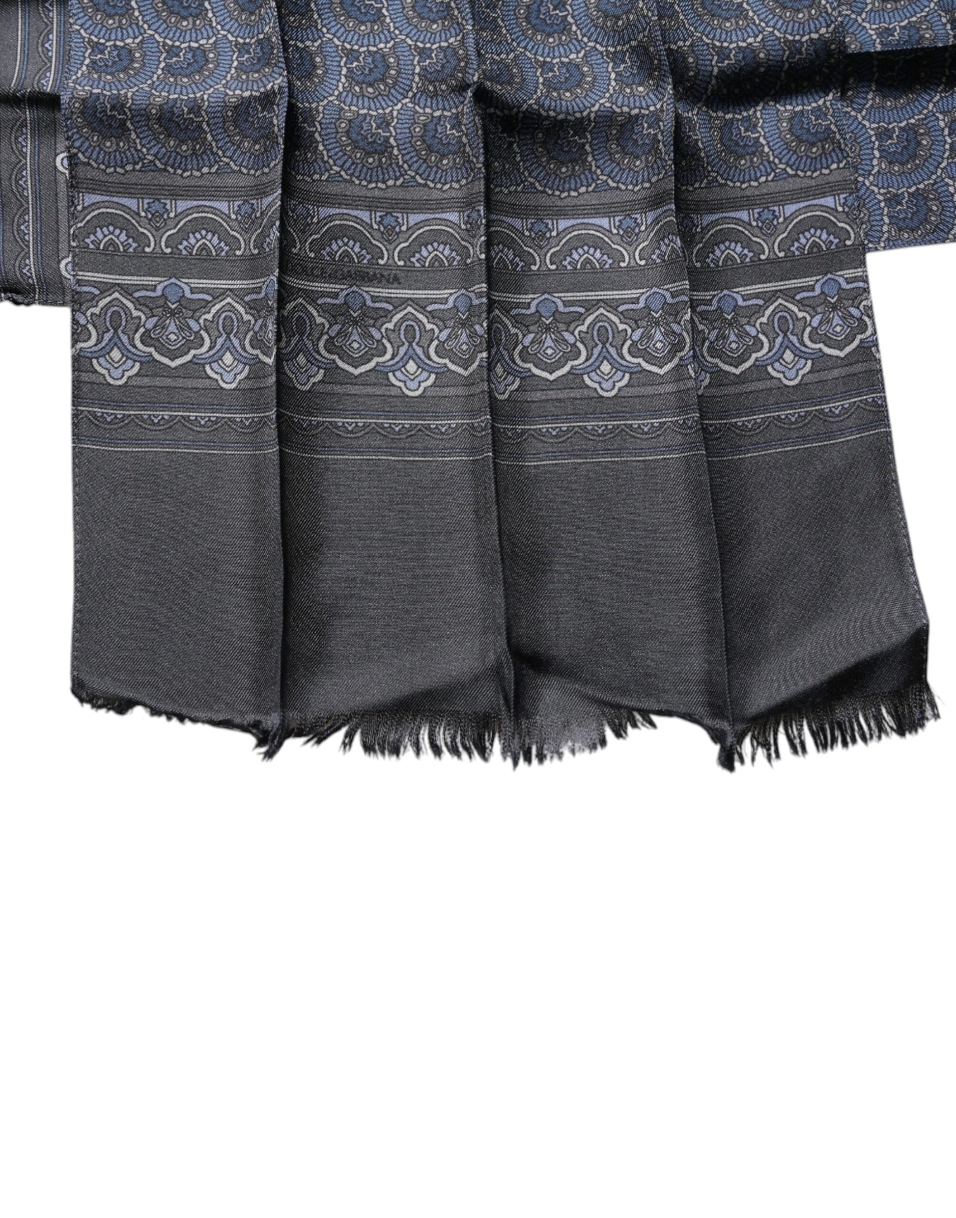 Dolce &amp; Gabbana Dunkelblauer Fantasy-Schal aus Seide