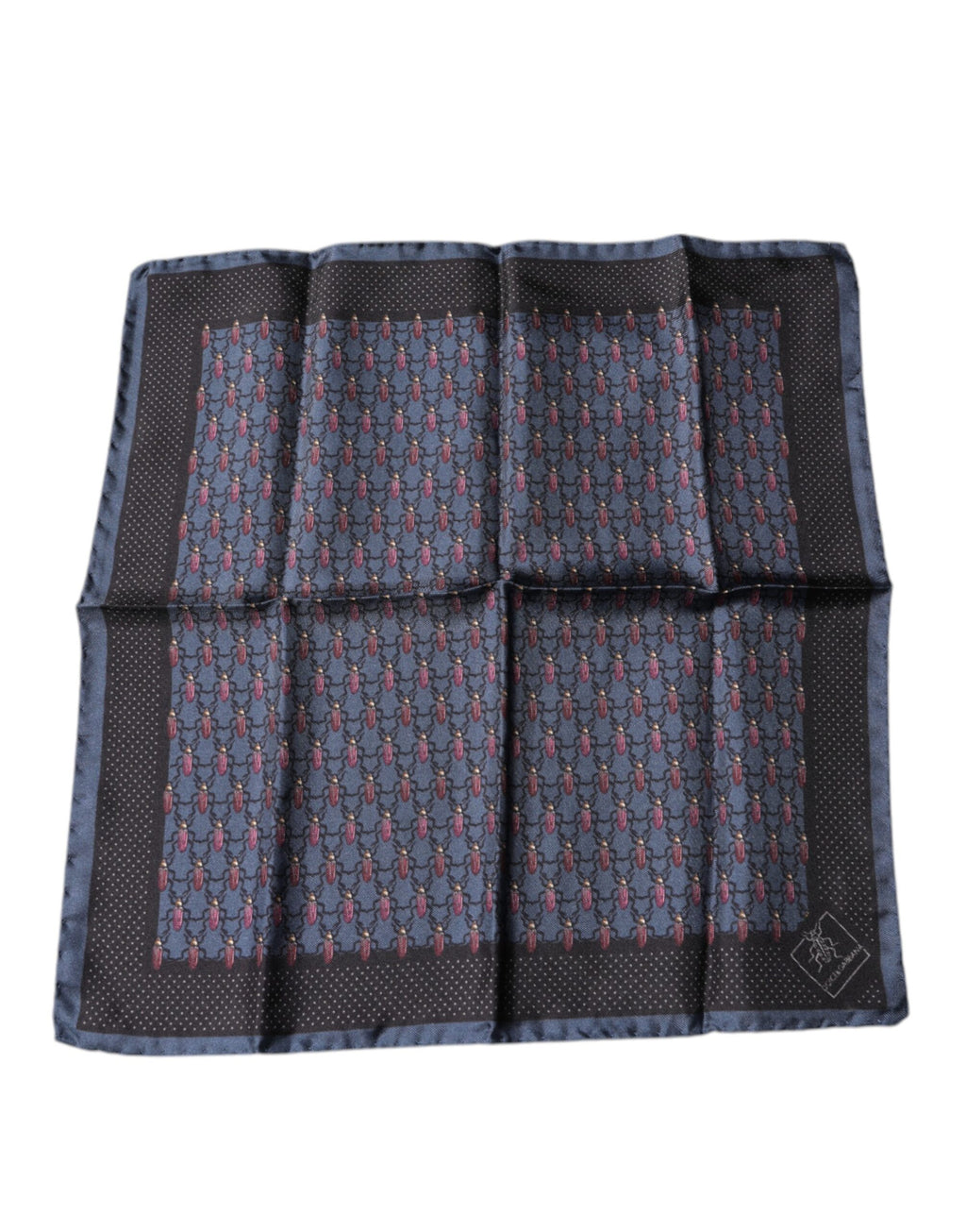 Dolce &amp; Gabbana Dunkelblauer quadratischer Taschentuchschal mit Käfermotiv