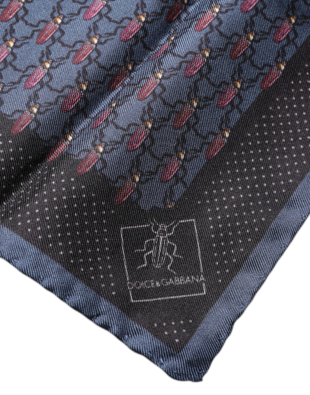 Dolce &amp; Gabbana Dunkelblauer quadratischer Taschentuchschal mit Käfermotiv