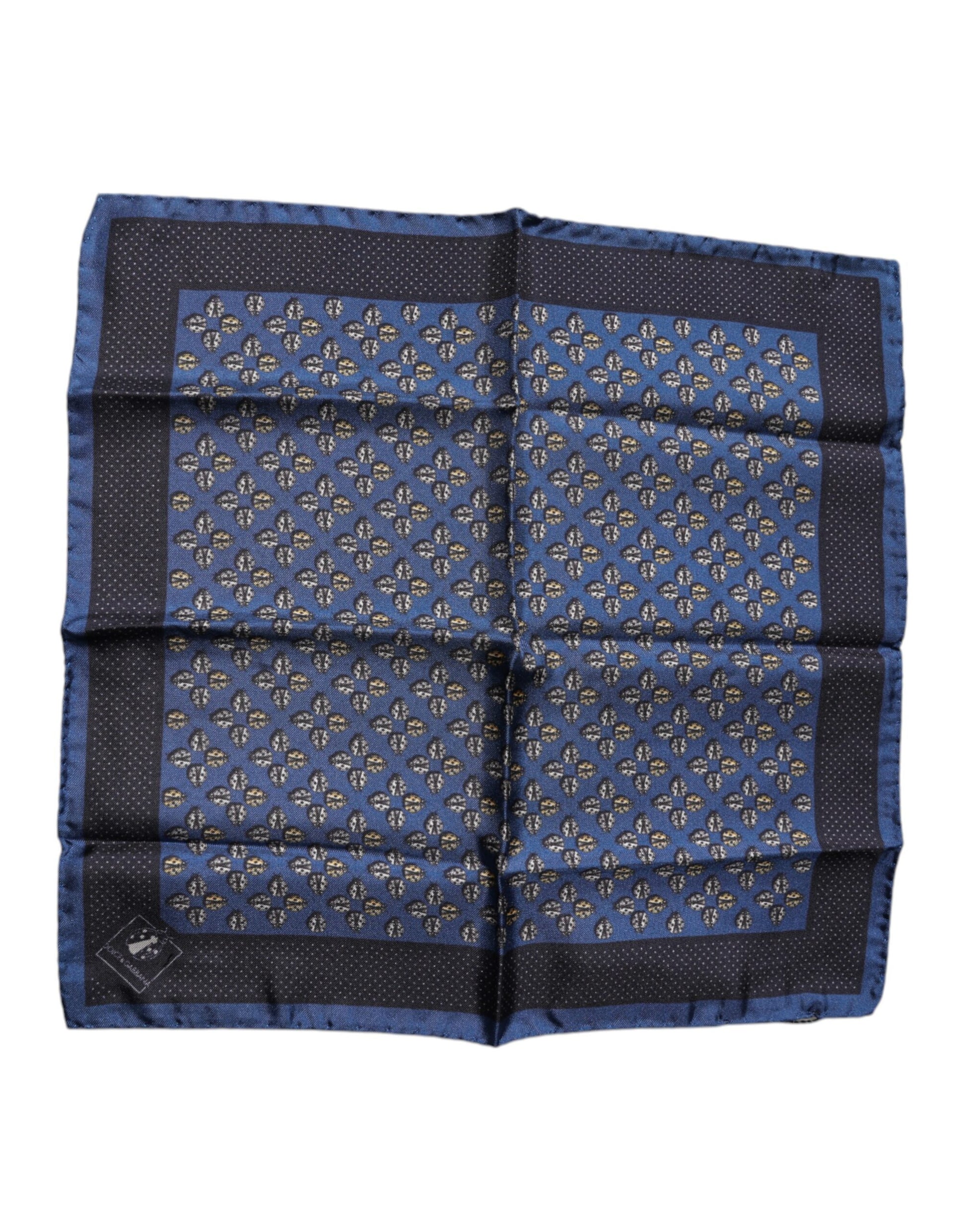 Dolce &amp; Gabbana – Blauer Marienkäfer-Schal aus Seide mit quadratischem Einstecktuch